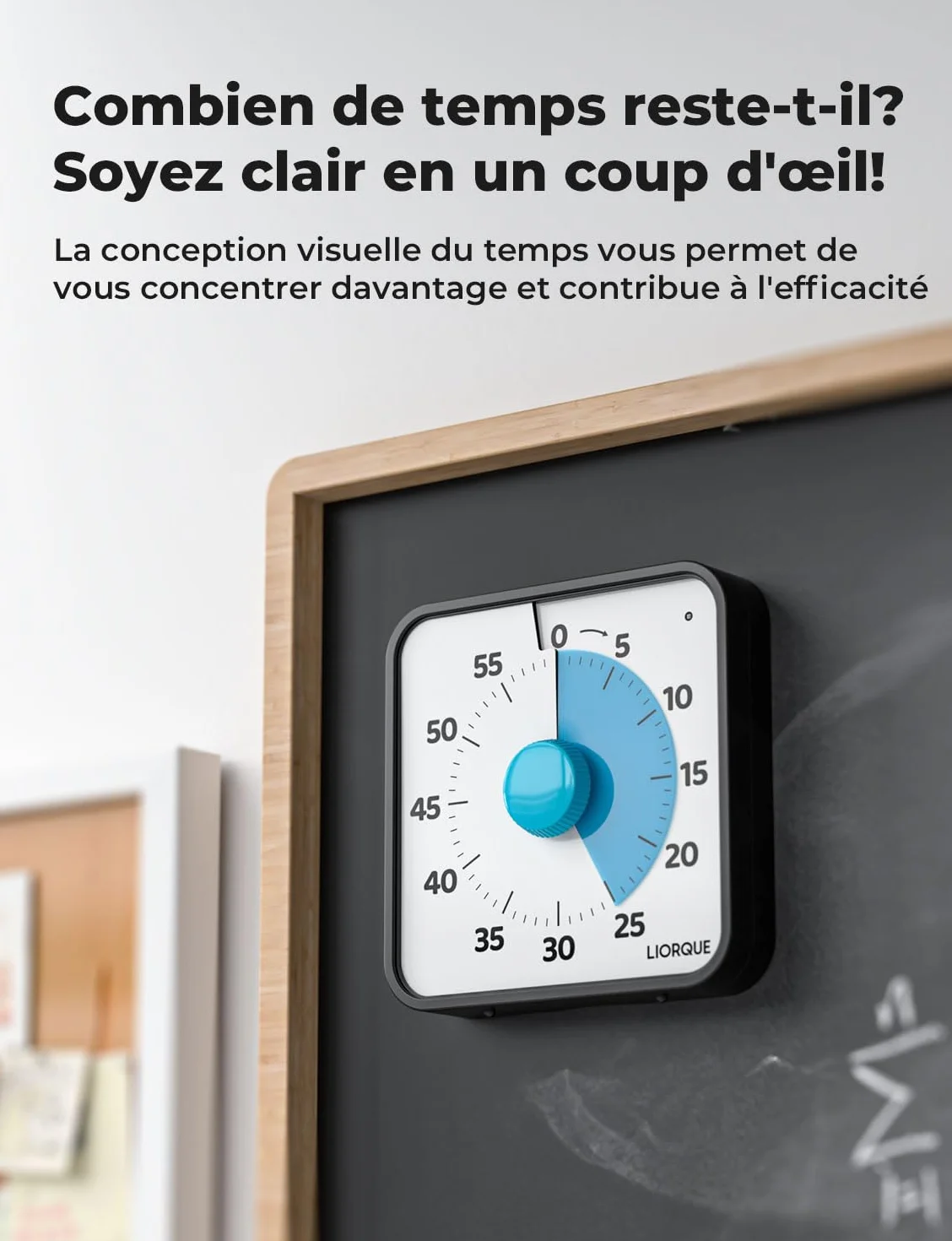 LIORQUE 19cm Grand Minuteur Visuel Timer Classe Aimanté Silencieux 3 Modes Alarme Sonnerie Lumière Vibration