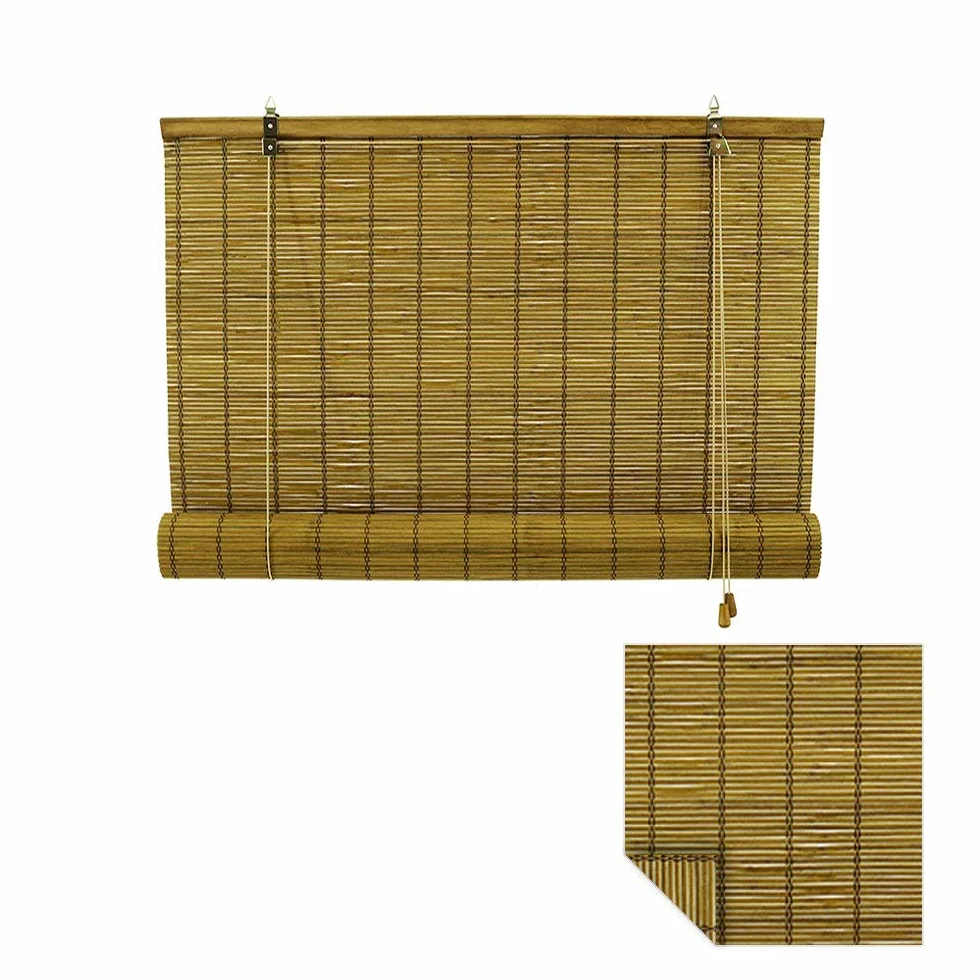 Store en Bambou Opaque à tirage latéral 150 x 220 cm Marron Protection Solaire