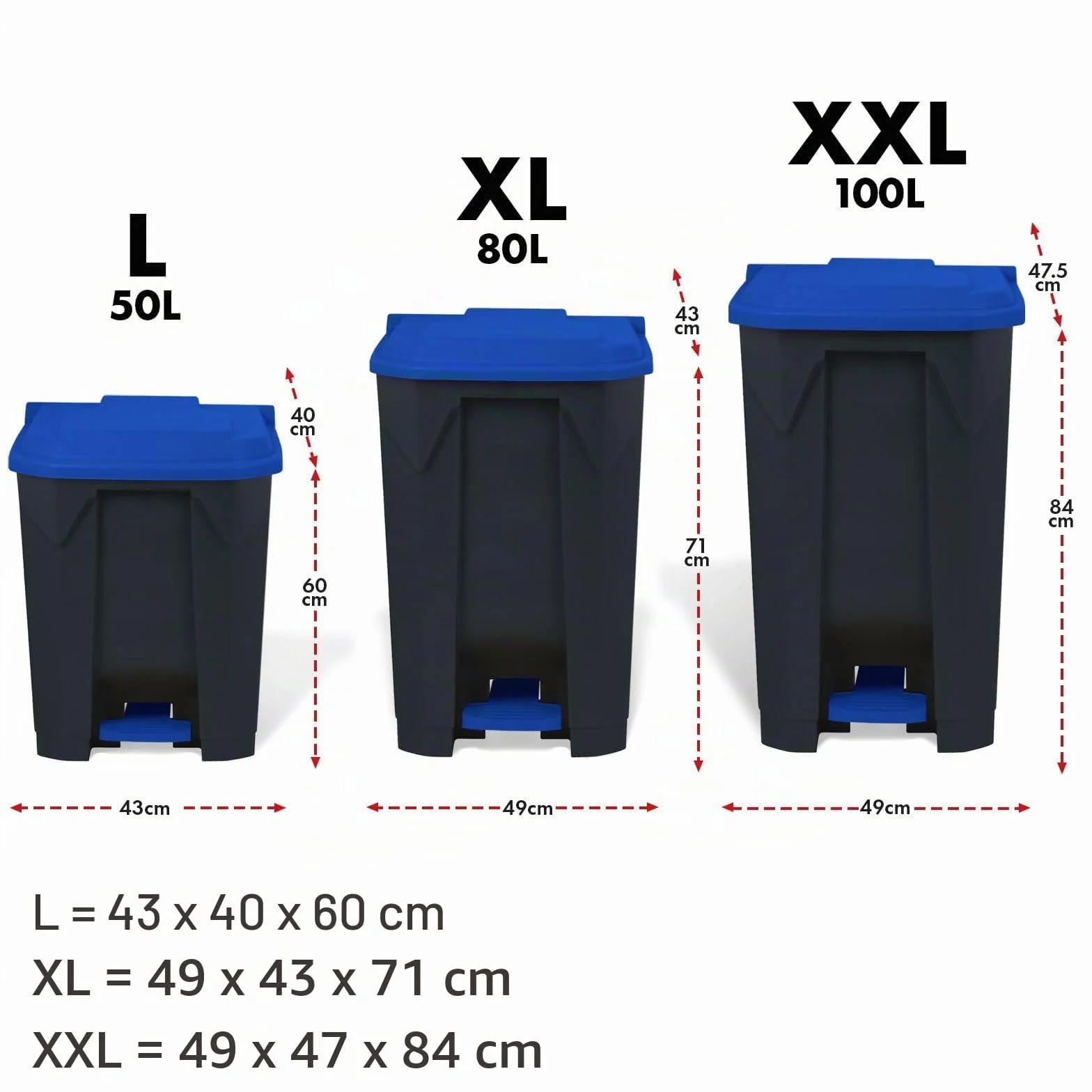 Poubelle Casa Pura 80 L Bleu à Pédale Step On avec Couvercle