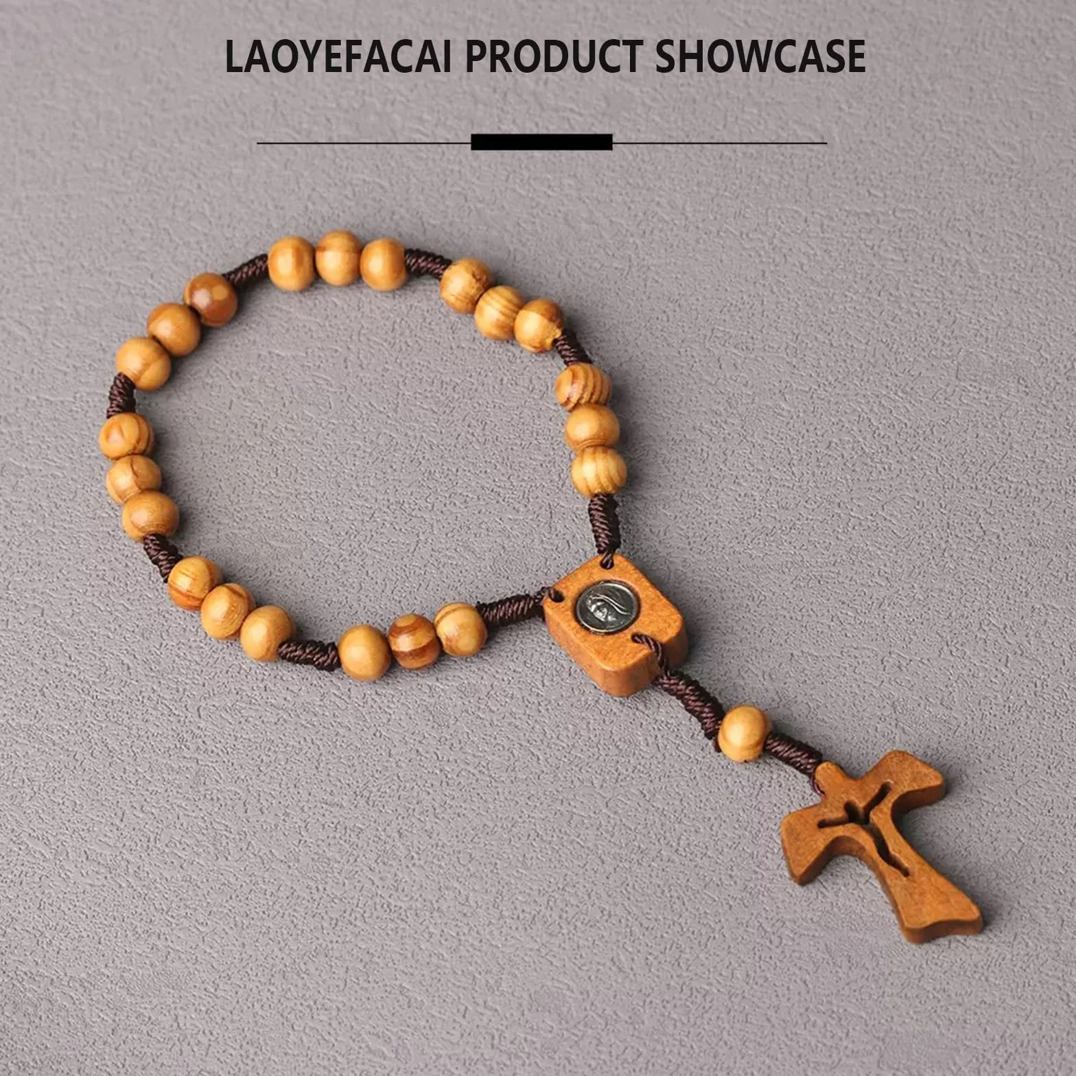 Croix en bois Chapelet Catholique avec Sac Première Communion Cadeau Fille Baptême Décoration Crucifix Garçon