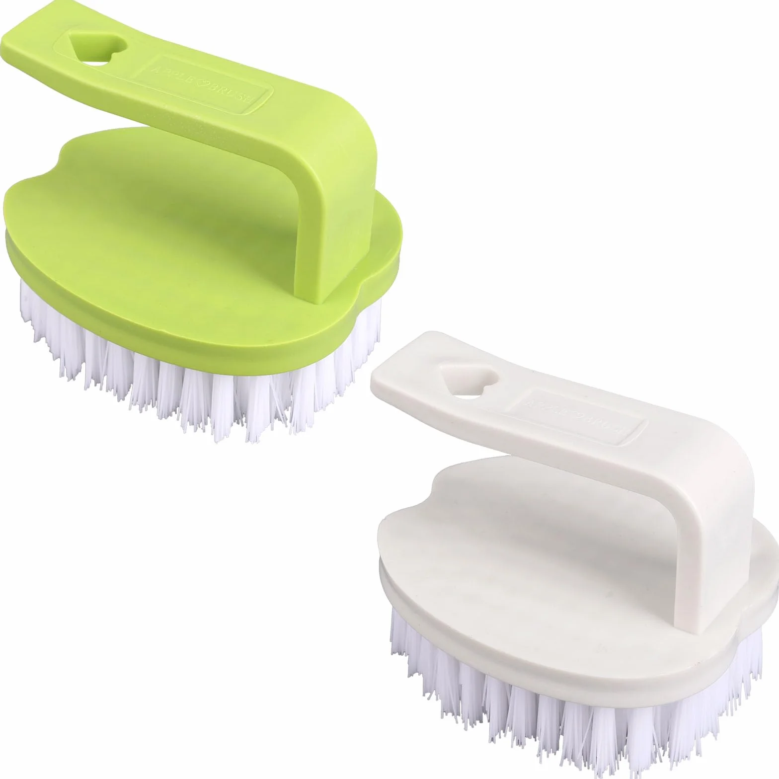 Brosse Légumes 2pcs 8x7x6,5cm PP Poils Rigides Manche Fruits Pommes Terre Carottes Blanc Vert