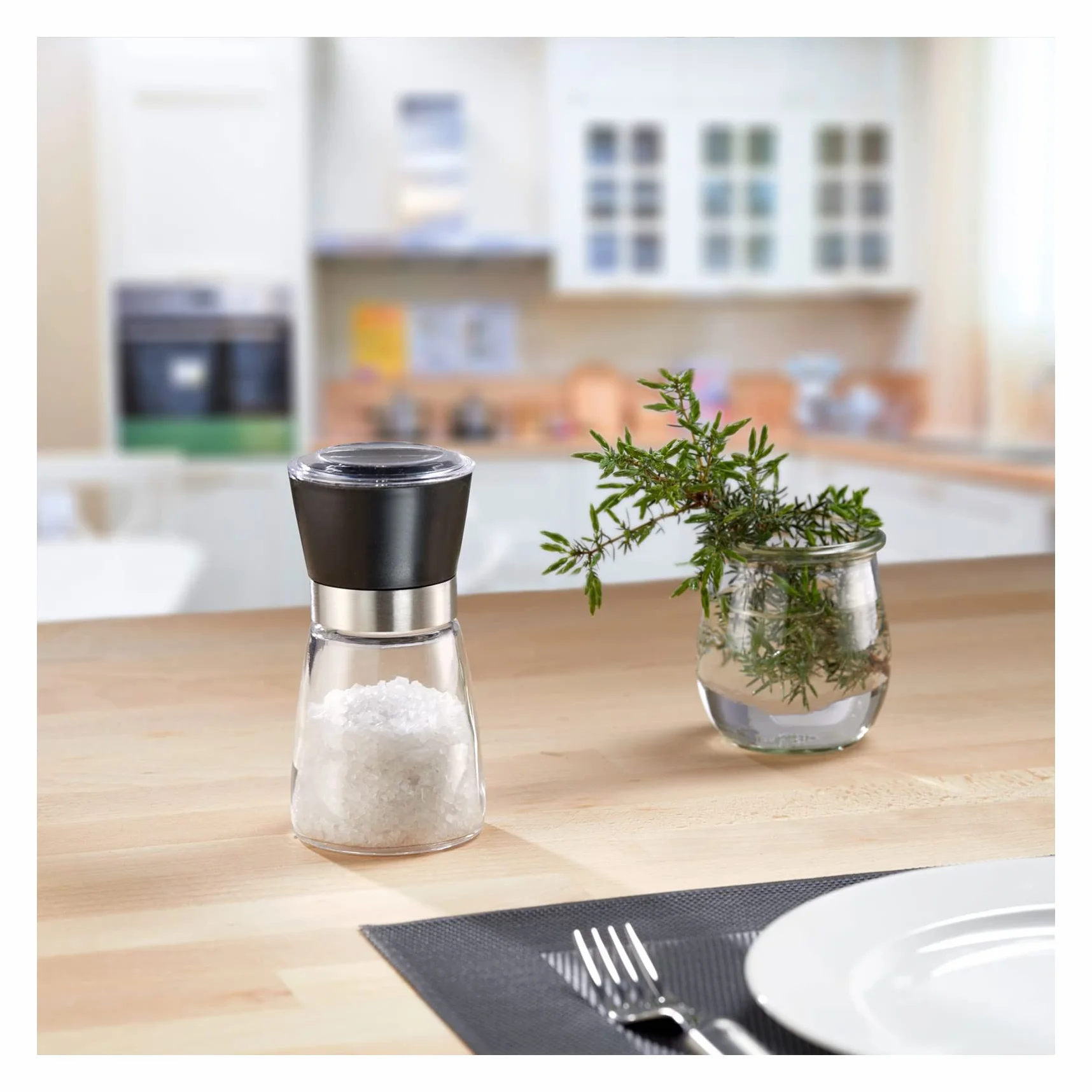 Westmark Moulin à Epices Broyeur Céramique Ajustement Progressif Verre Plastique Noir Argent Transparent