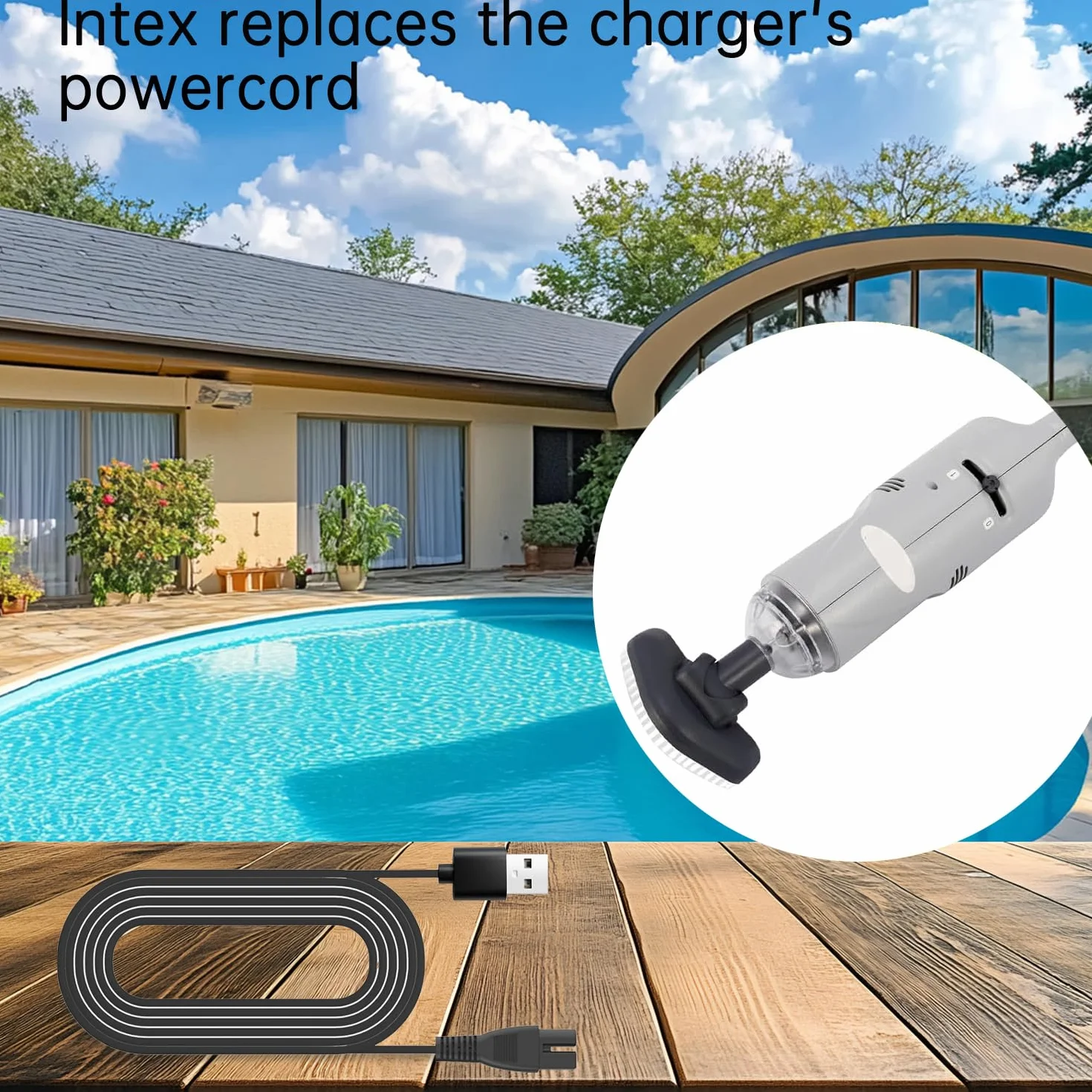 Chargeur 5V USB Câble Compatible Aspirateur Piscine Intex ZR100 28626 28620