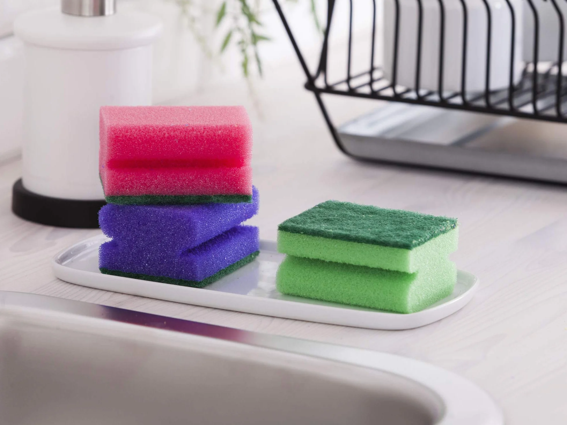 York Eponges a Vaisselle Profilees Protege Ongles Forme Ergonomique Lot de 5 Tampons a Recurer Double Face Mousse Grattoir Cuisine