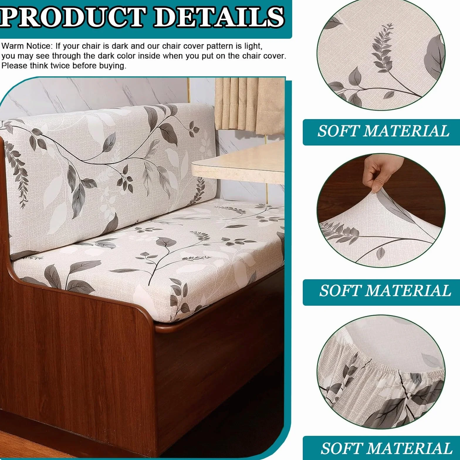 Housse De Coussin pour Dinette RV Anti Slip Sofa Cushion Housse De Banquette(Color:#1)