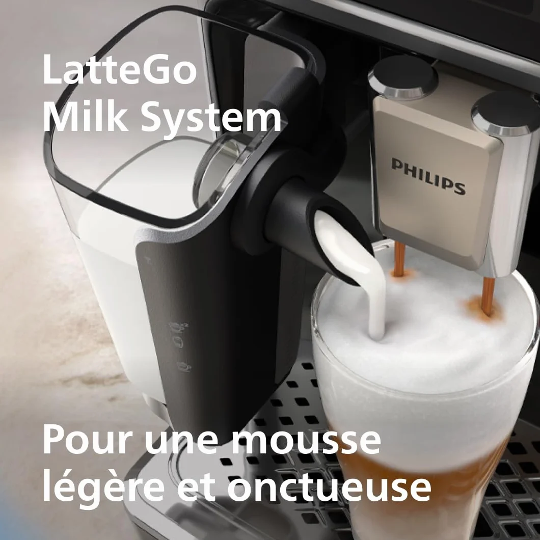PHILIPS Expresso broyeur Série 5400 EP5447/90 Machine à café grain Noir Chrome 12 spécialités LatteGo