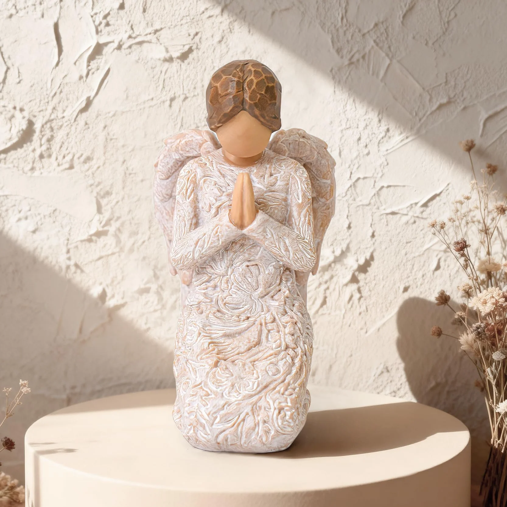Figurine d'ange priant, statue peinte à la main, cadeau religieux chrétien pour femme, décoration de table