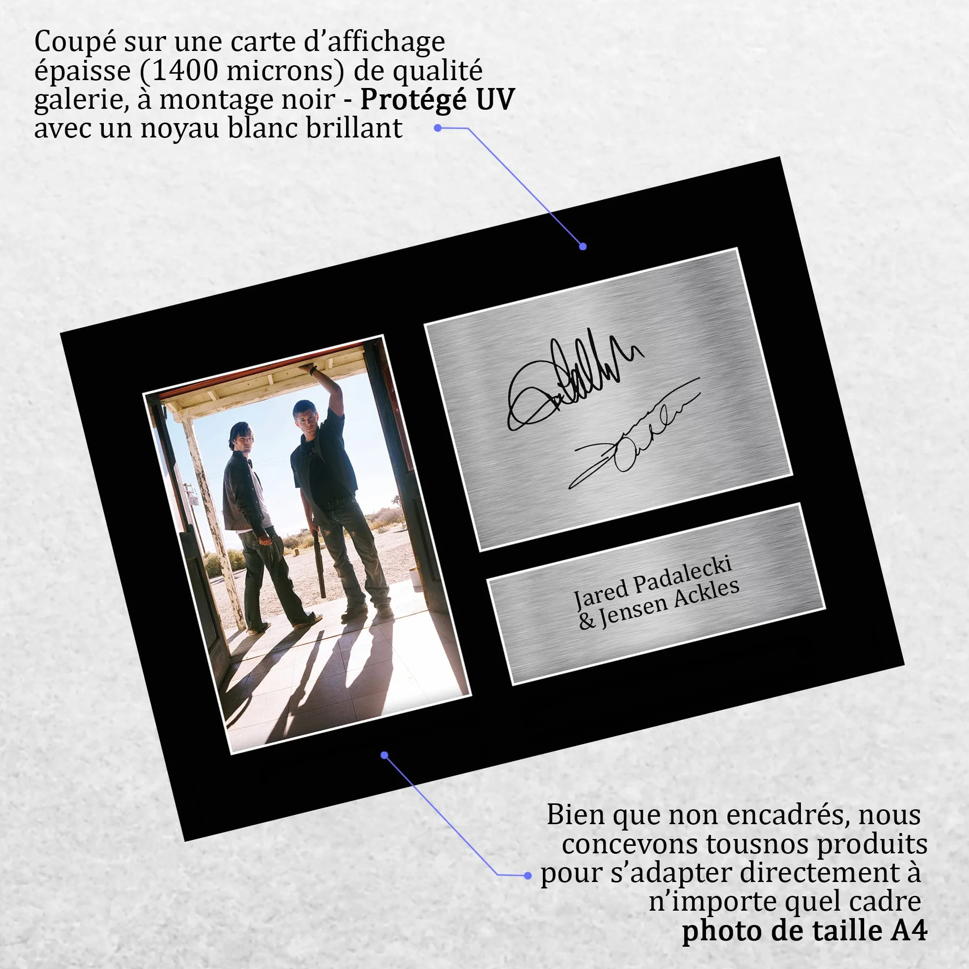 Supernatural A4 Autographe Photo Signé Jared Padalecki Jensen Ackles Cadeaux