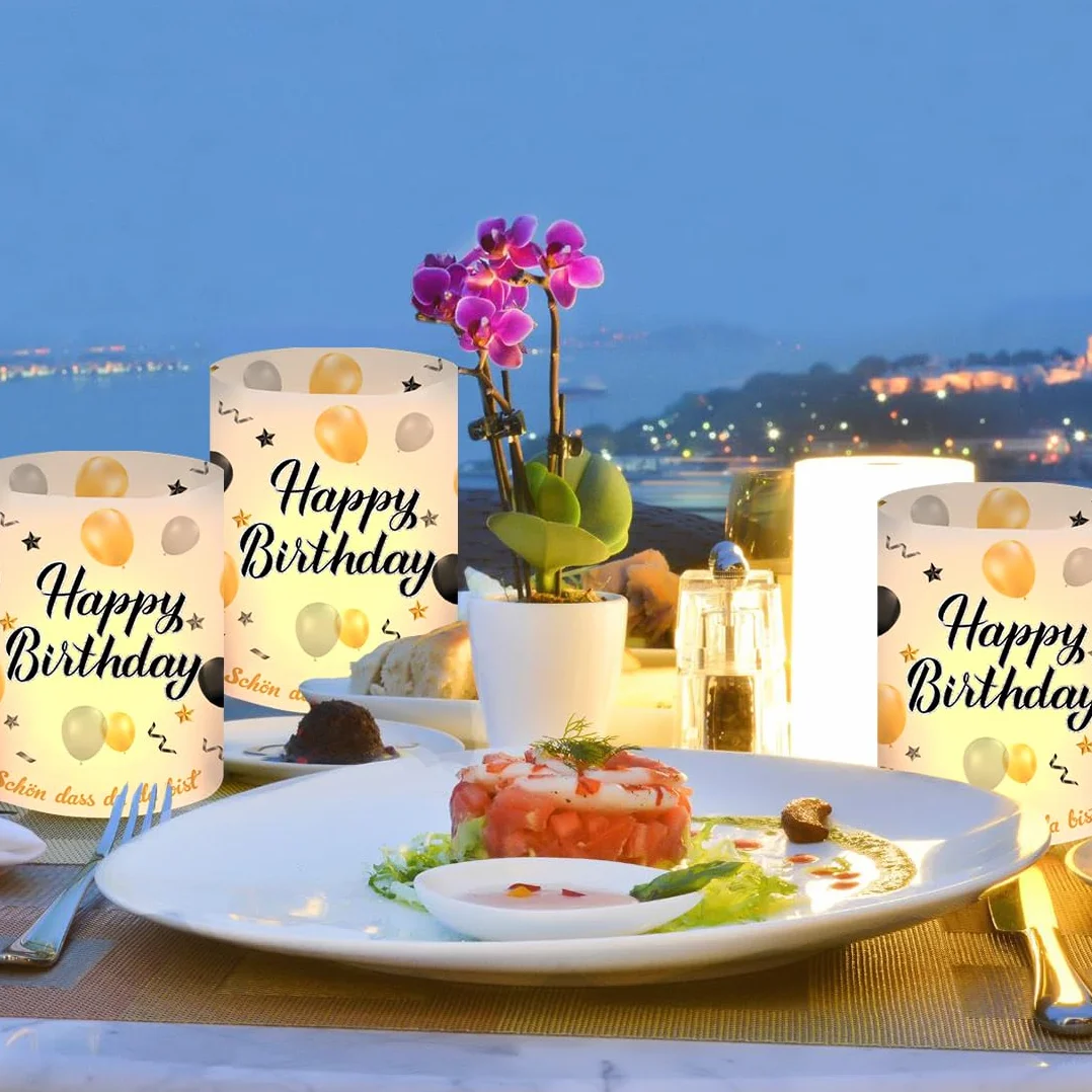 Lot de 12 Lanternes Photophores Décoratives Anniversaire Bougies Chauffe-Plat