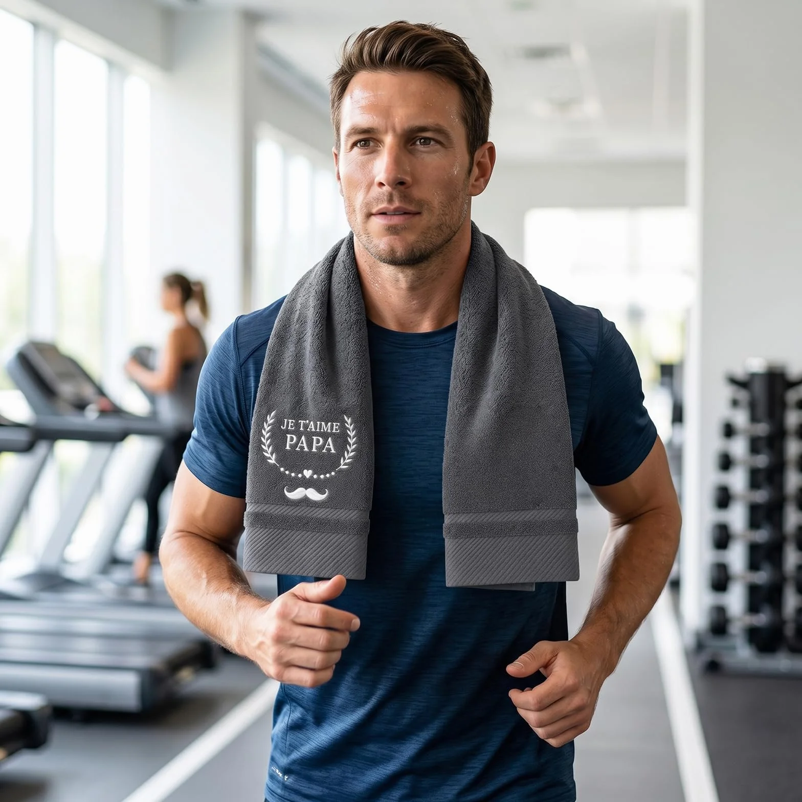 Serviette Brodée Cadeau Papa Anniversaire Sport Homme Coffret Élégant Fête des Pères Doux Salle de Bain