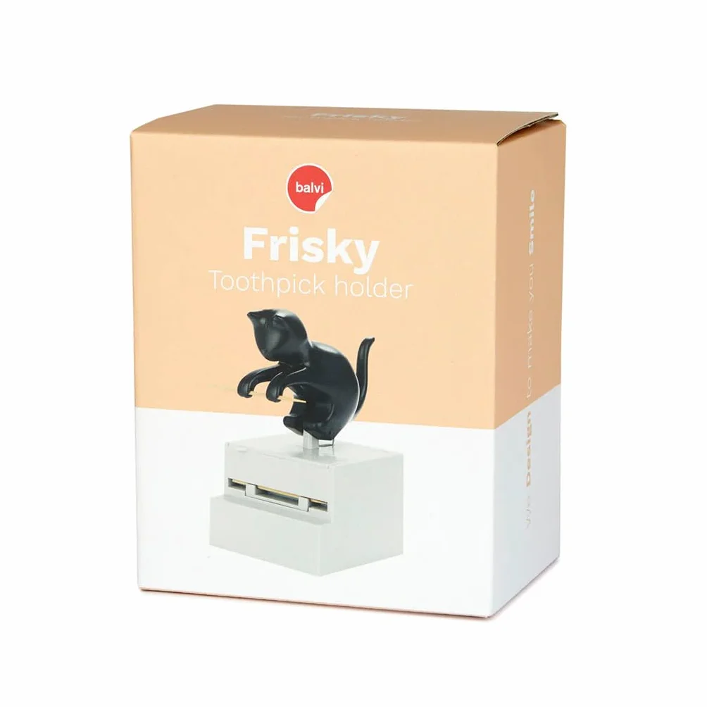 Balvi Distributeur de cure-dents Frisky Noir Chat Plastique