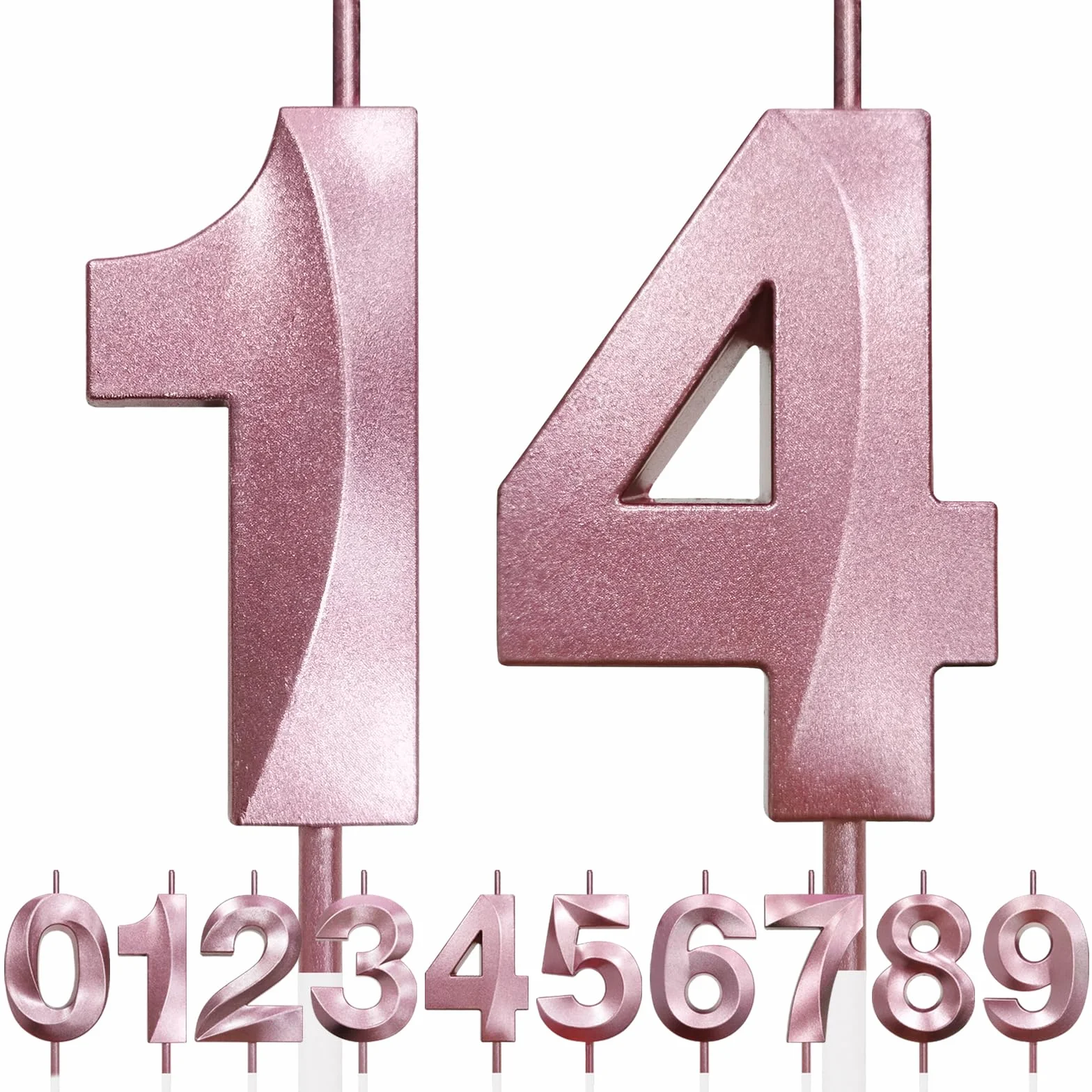 Bougie d'anniversaire à paillettes or rose 3D numérotée 90e décoration gâteau