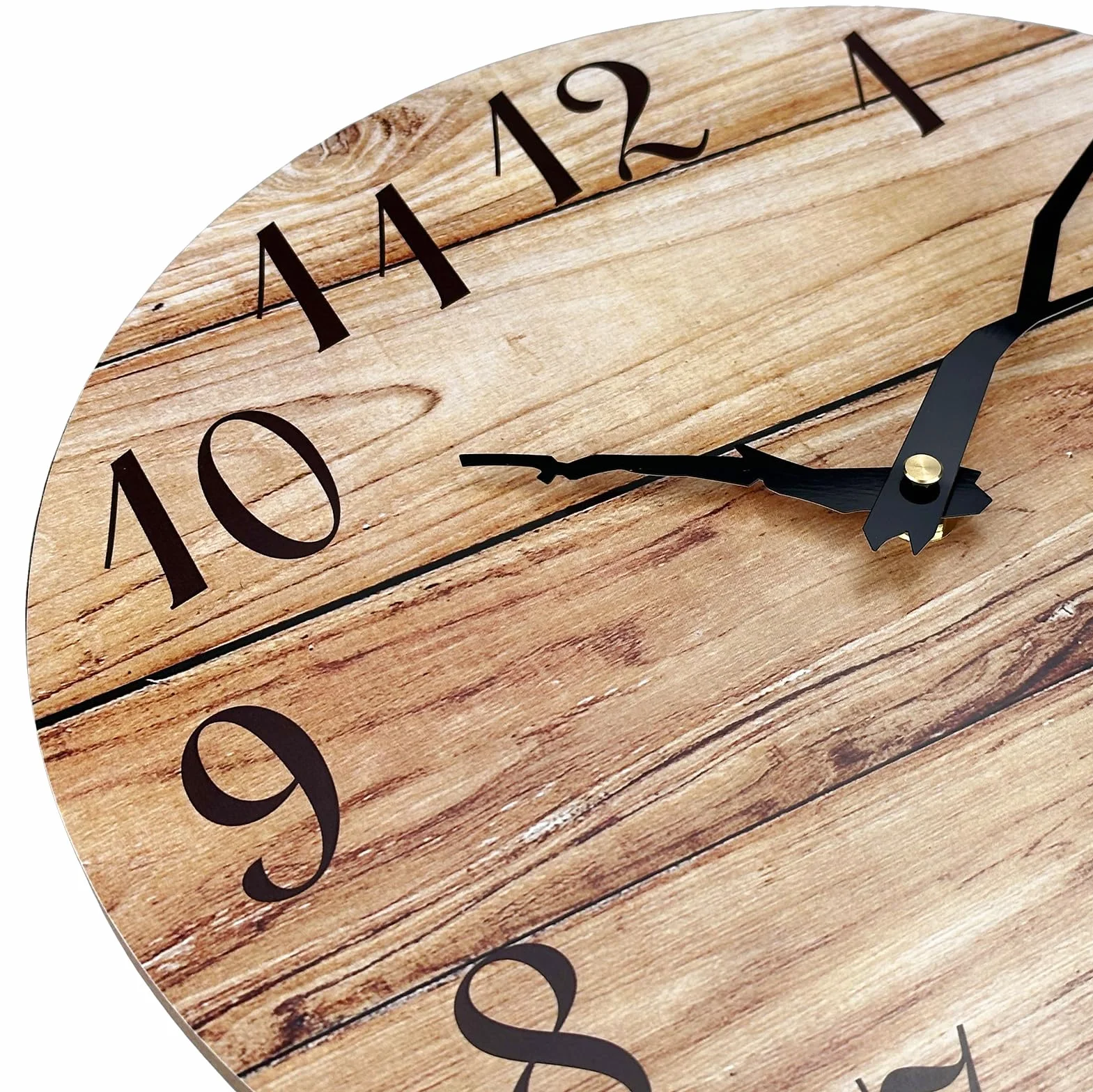 Plumeet Horloge Murale Bois 30cm Quartz Silencieux Noyer Rustique