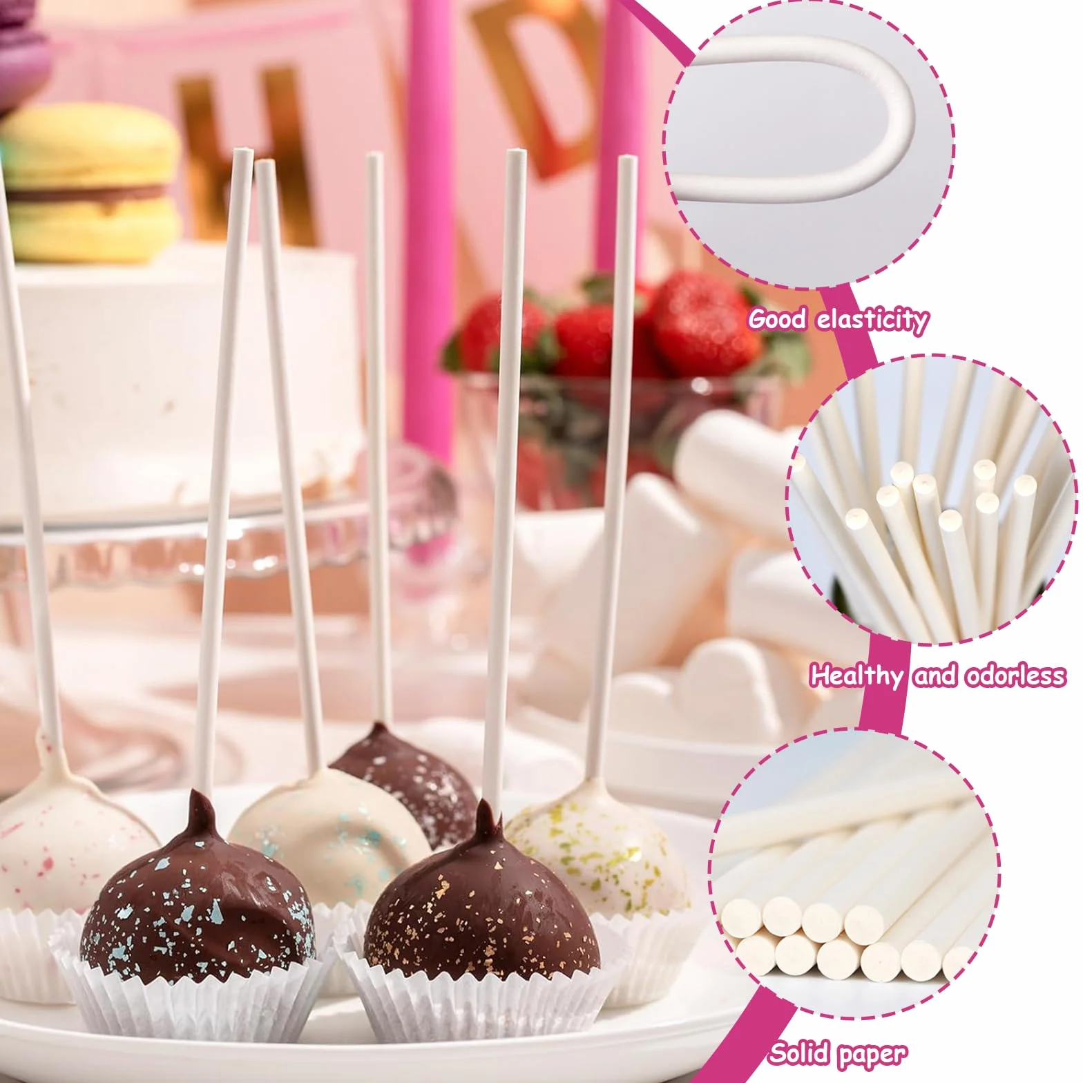 200 Pièces Bâtons pour Cake Pop 10 cm 15 cm Papier Solide Sucettes Gâteaux Desserts Blancs