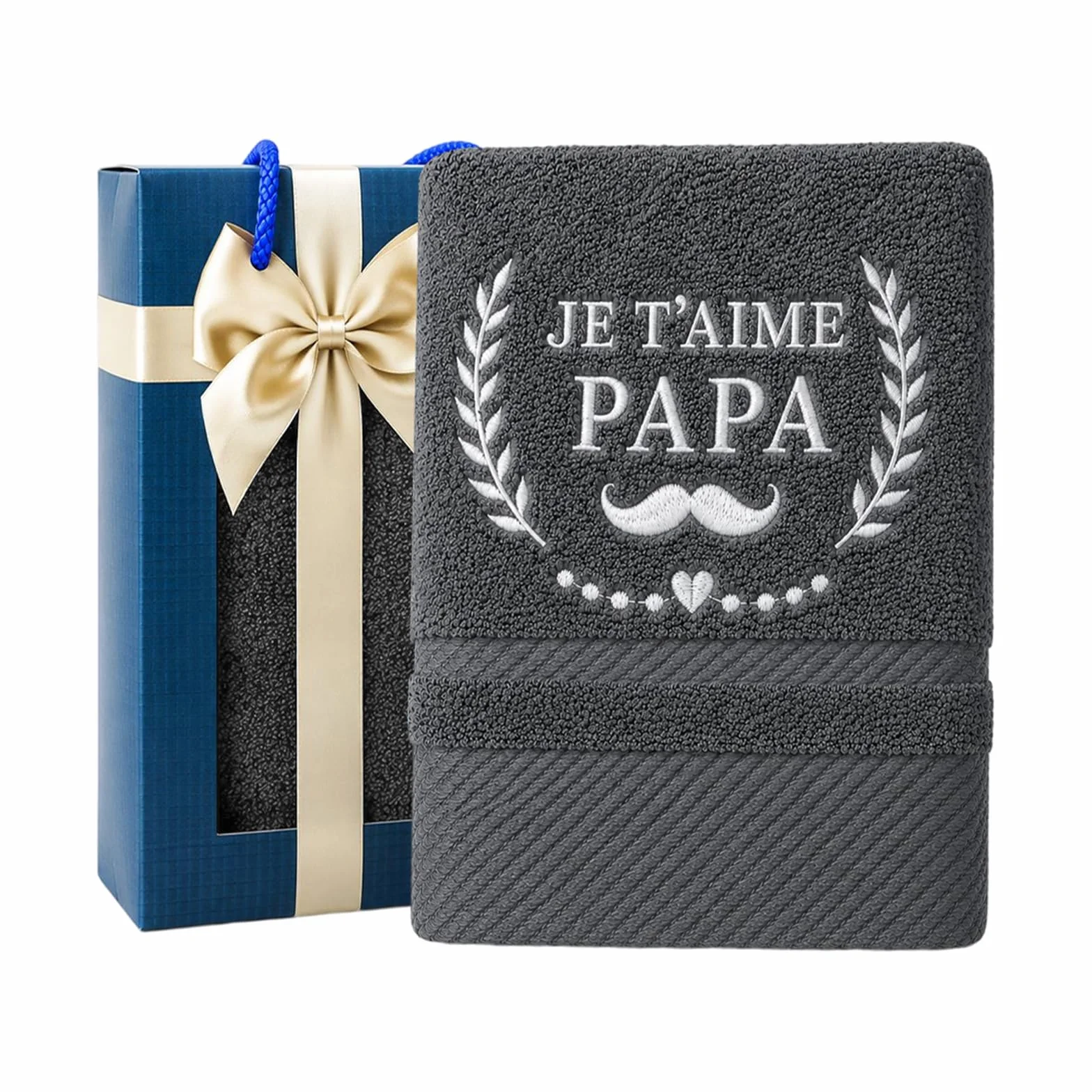 Serviette Brodée Cadeau Papa Anniversaire Sport Homme Coffret Élégant Fête des Pères Doux Salle de Bain