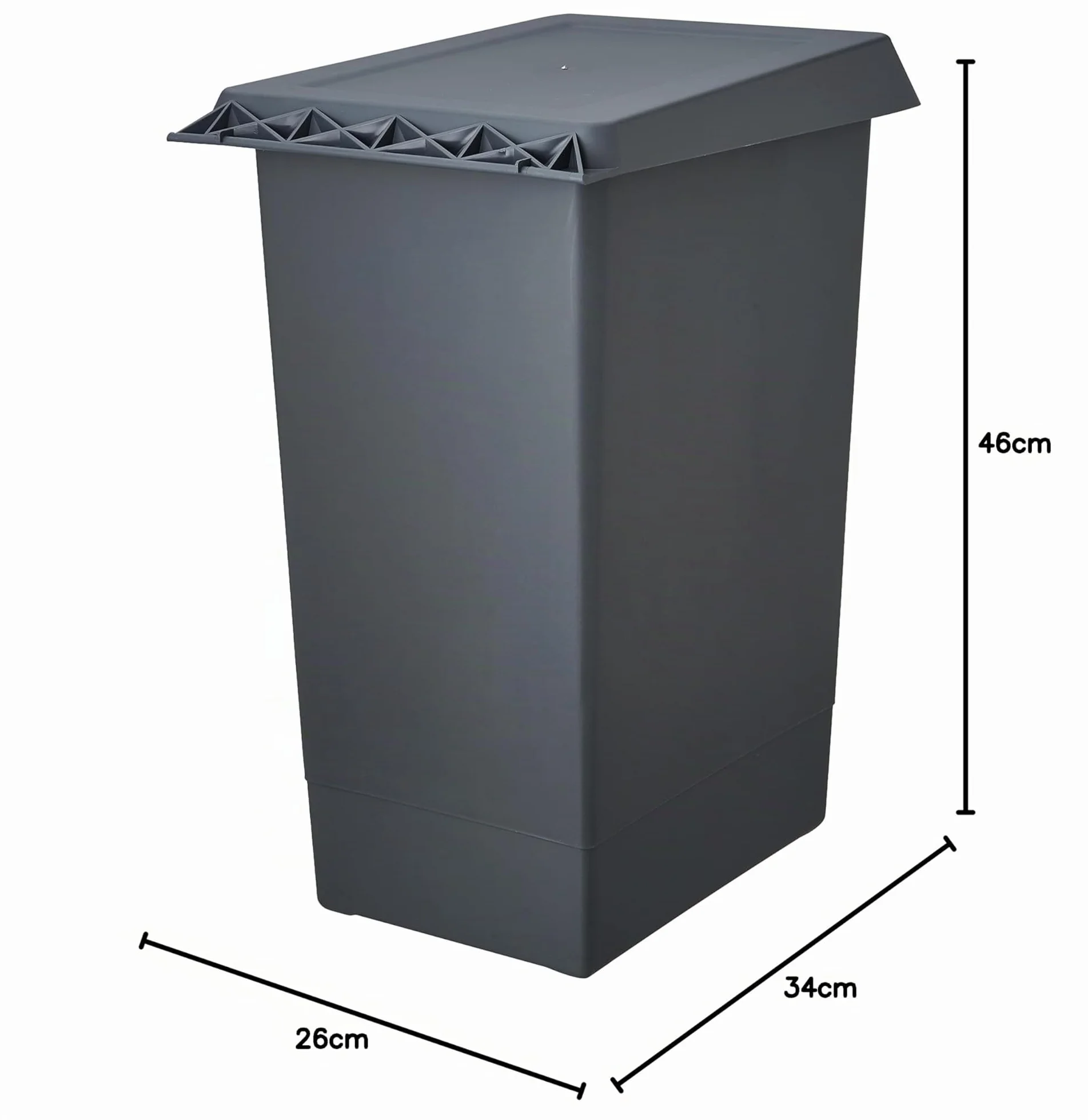 Poubelle Automatique Swing 2.0 24 litres gris foncé plastique nylon 34x47x26 cm
