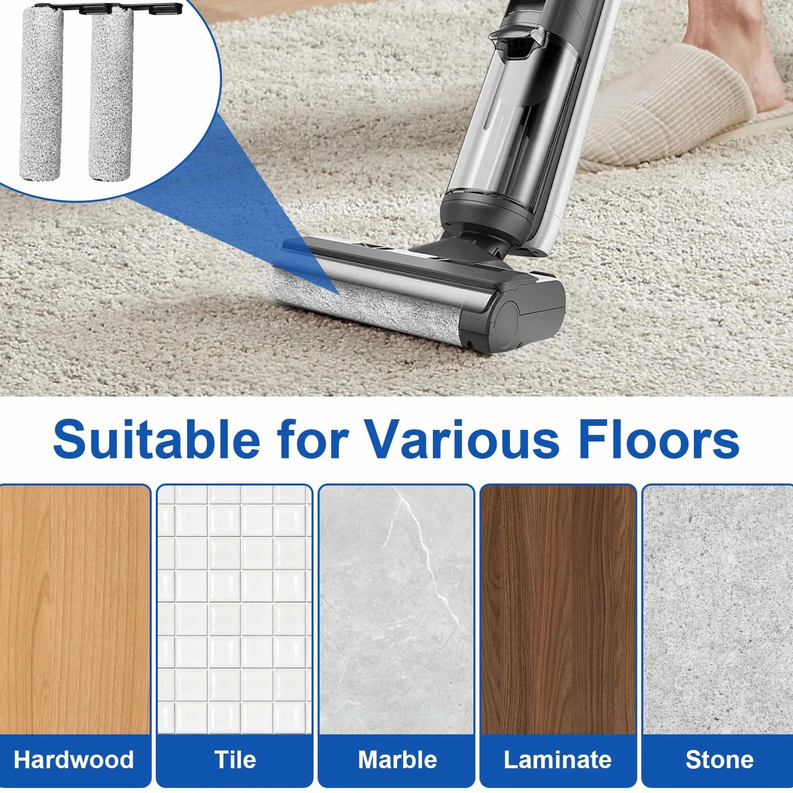 Tineco Floor One S5 Pro 2 Extreme Rouleau Brosse Rechange Filtre HEPA 2 Brosse 2 Filtre