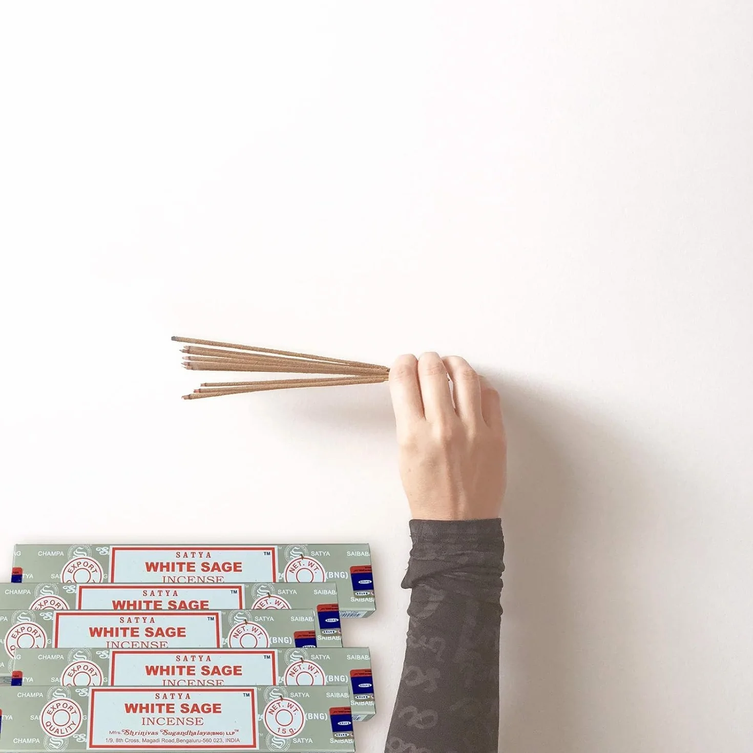 Satya Nag Champa Bâtonnets d'encens Sauge Blanche 15 g Lot de 12