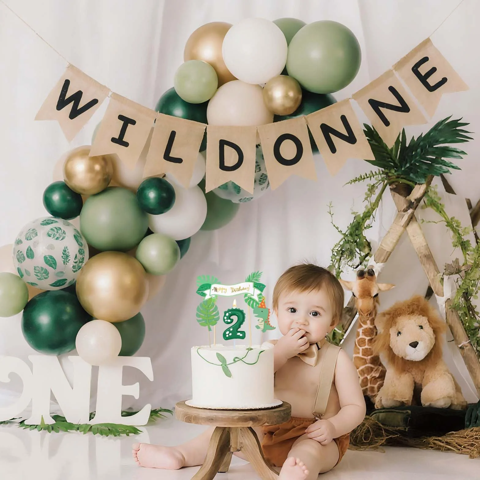 Bougie Dinosaure 2 Ans avec Décoration Gâteau Anniversaire Fête