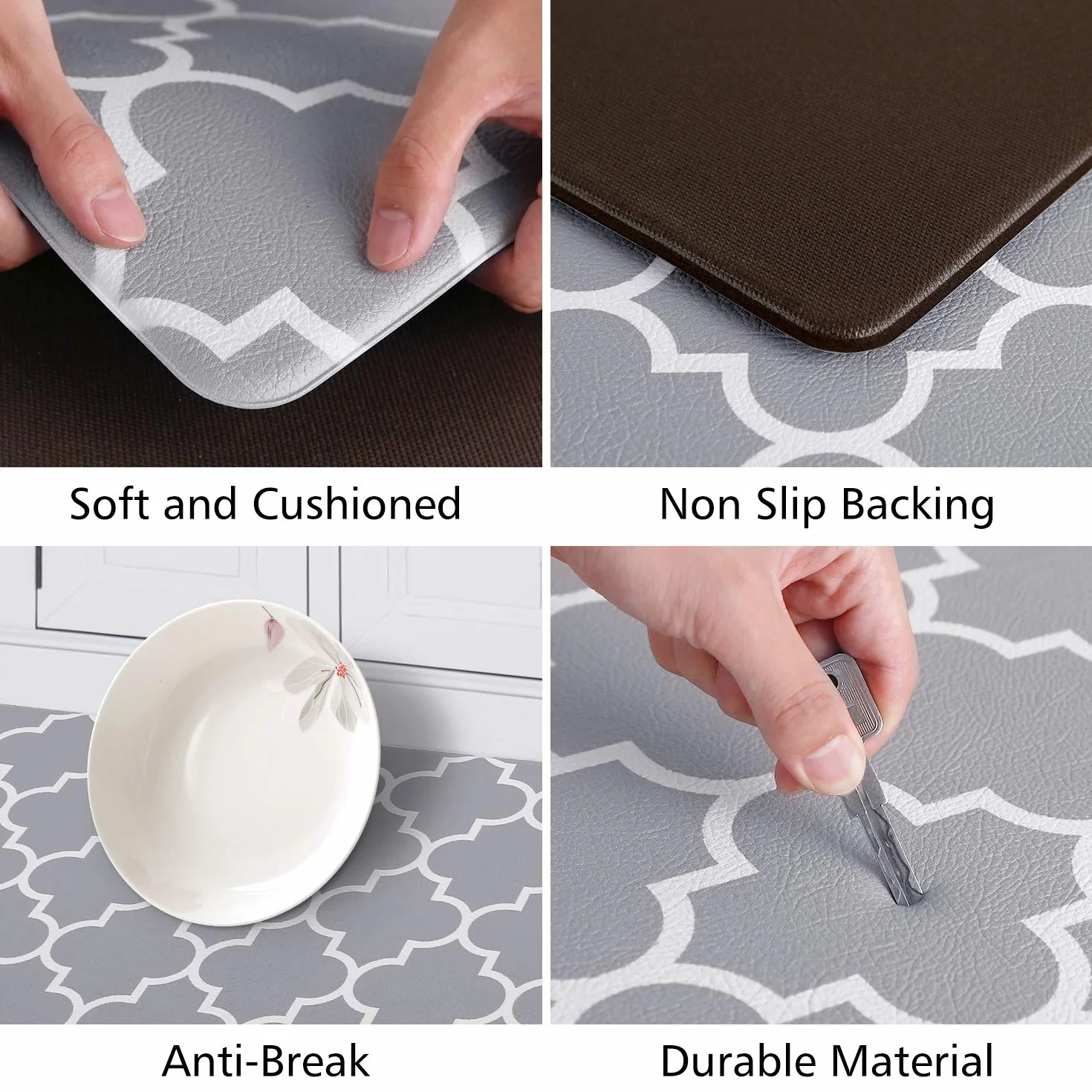 KMAT Lot de 2 tapis de cuisine anti-fatigue ergonomiques en PVC résistants