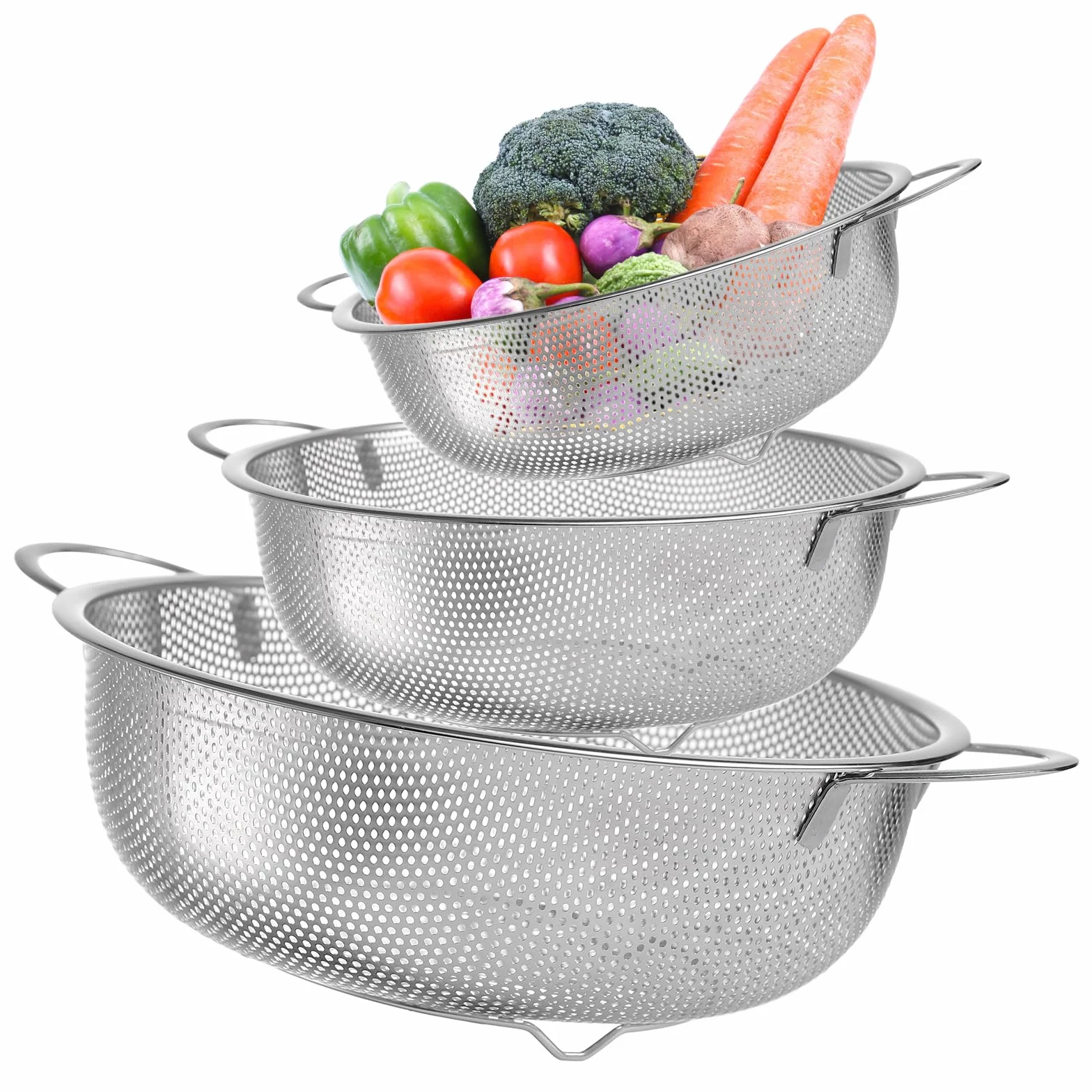 Passoires en Acier Inox Microperforée 16/22/28 cm Set de 3