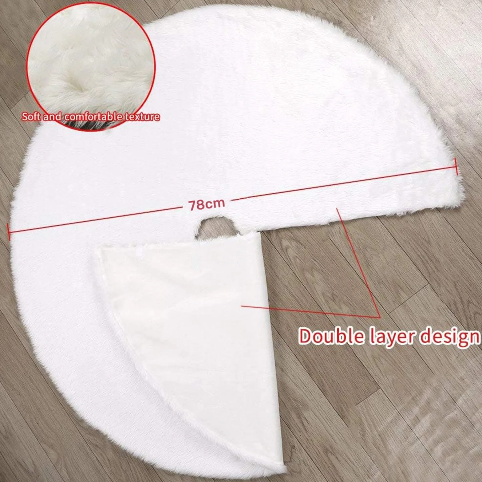 Jupe de Sapin Blanche 78cm Tapis en Peluche Couvre Pied de Noël