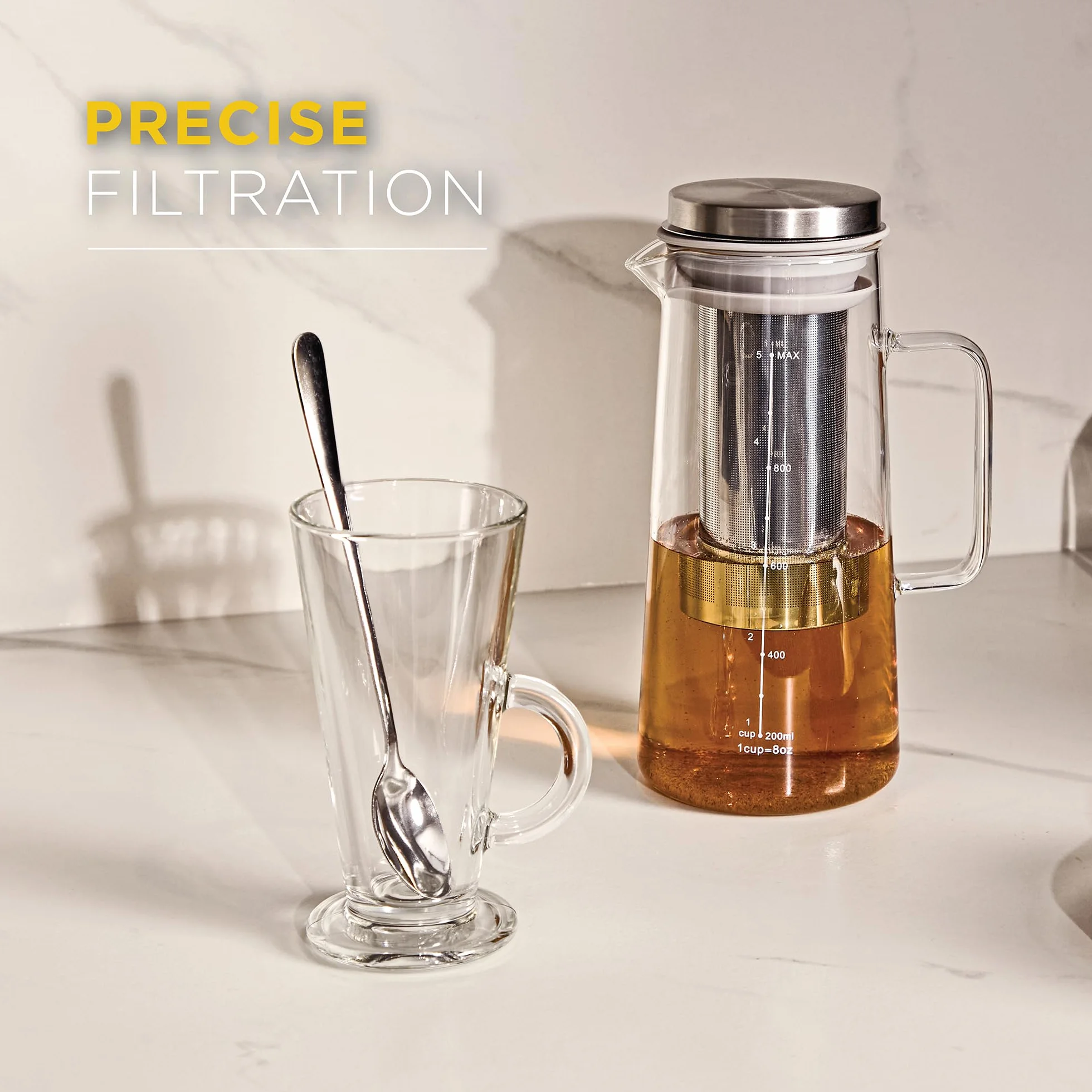 Blackmoor Carafe d'infusion à froid en verre borosilicate 1000 ml double paroi avec filtre inox 304