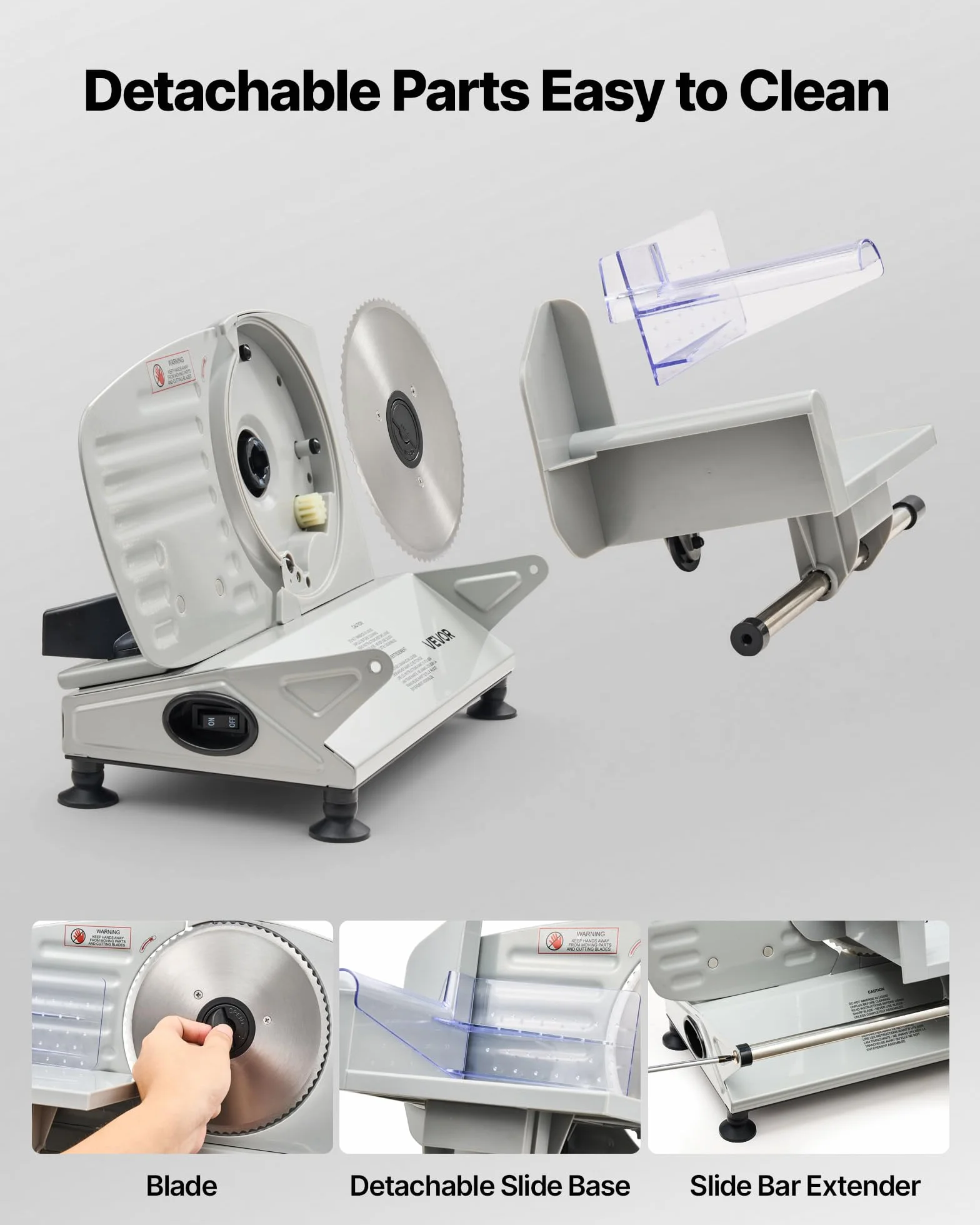 VEVOR Trancheuse Électrique 150 W, Lame 170 mm, Épaisseur 0-15 mm, 65-90 tr/min