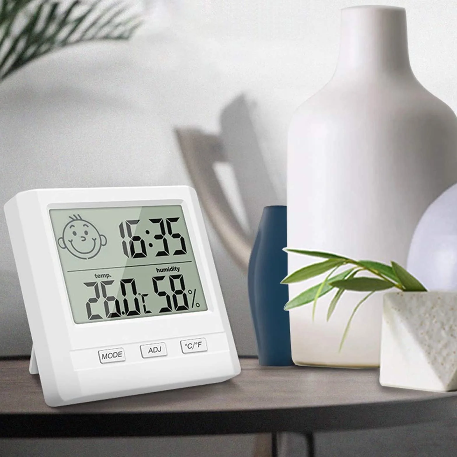 Hygromètre Numérique avec Horloge Lot de 2 - Thermomètre Intérieur Blanc et Noir