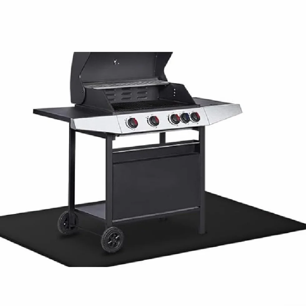Tapis d'isolation ignifuge en fibre de verre 120 x 80 cm pour barbecue extérieur et poêle