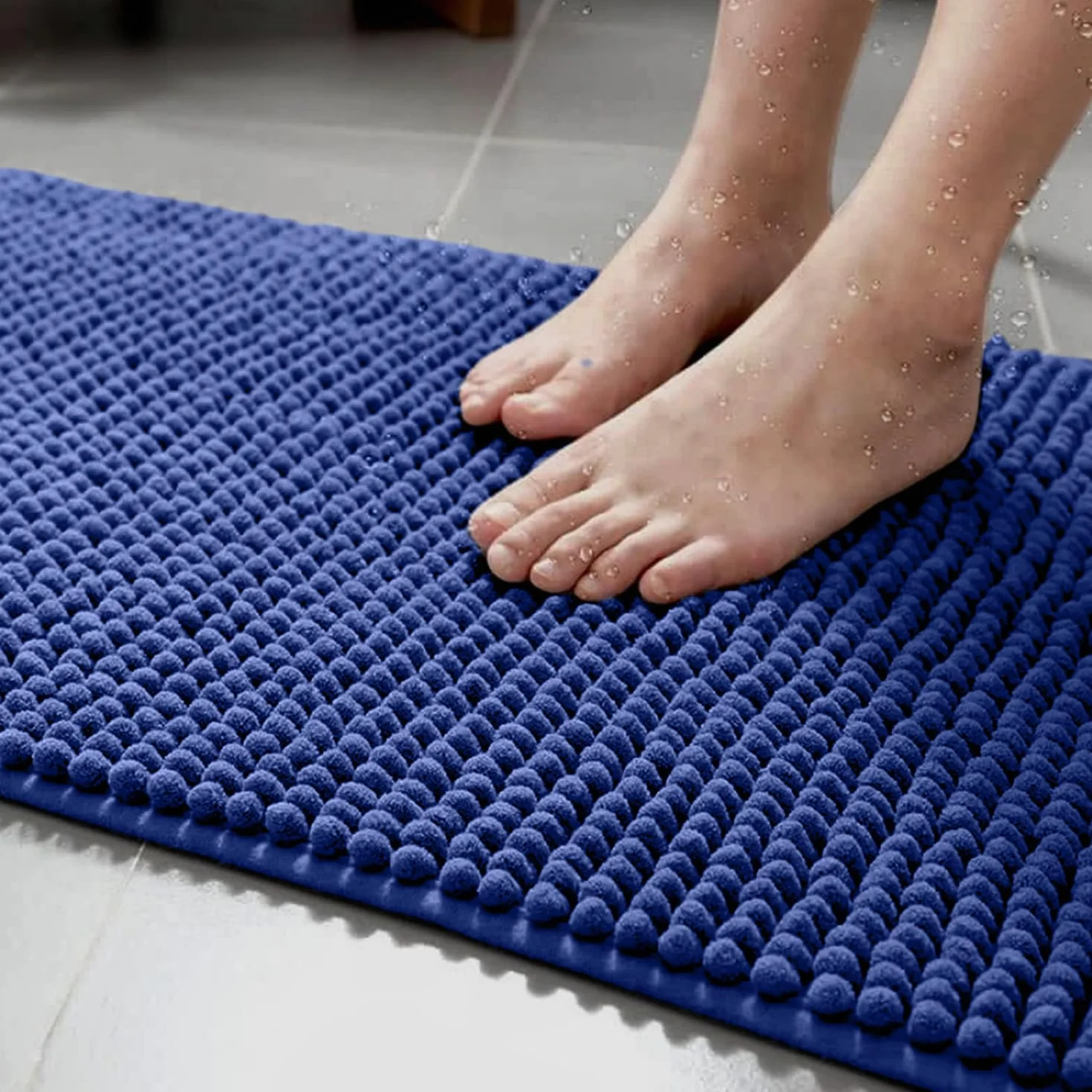 Tapis de Bain Antidérapant en Chenille 40 x 60 cm, Lavable en Machine, Absorbant l'Eau