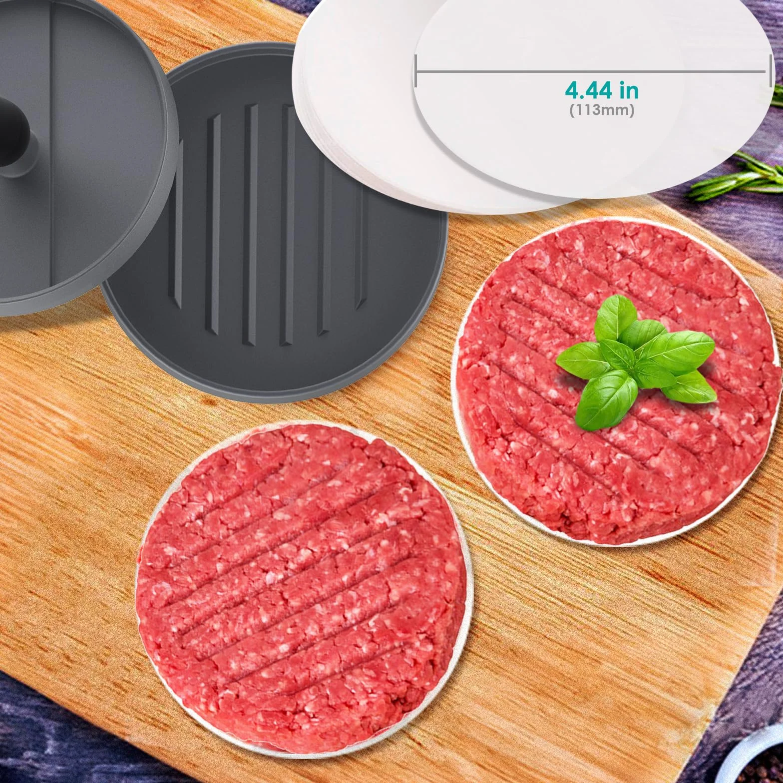 GeeRic Presse à Hamburger Antiadhésive en Aluminium avec 100 Feuilles de Papier