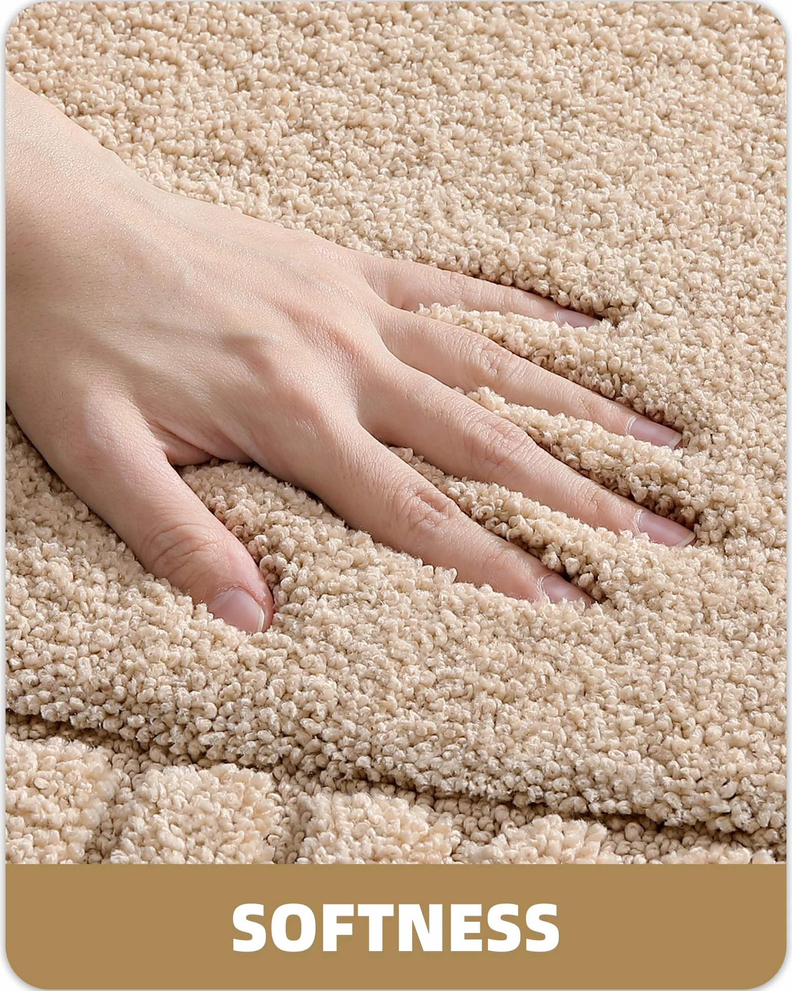 Tapis de Bain Antidérapant 40 x 60 cm Microfibre Absorbant Lavable en Machine Beige