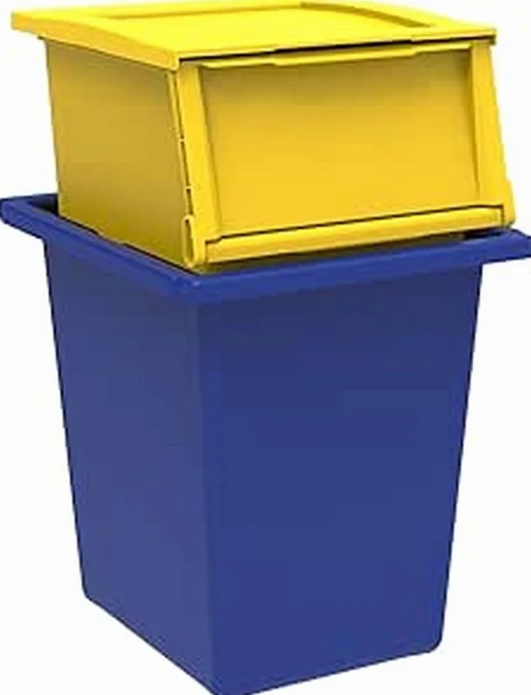 Terry Ecobin Poubelle Recyclage Tri Déchets Intérieur Extérieur Polypropylène Antichoc Jaune Bleu 25 L 30 L