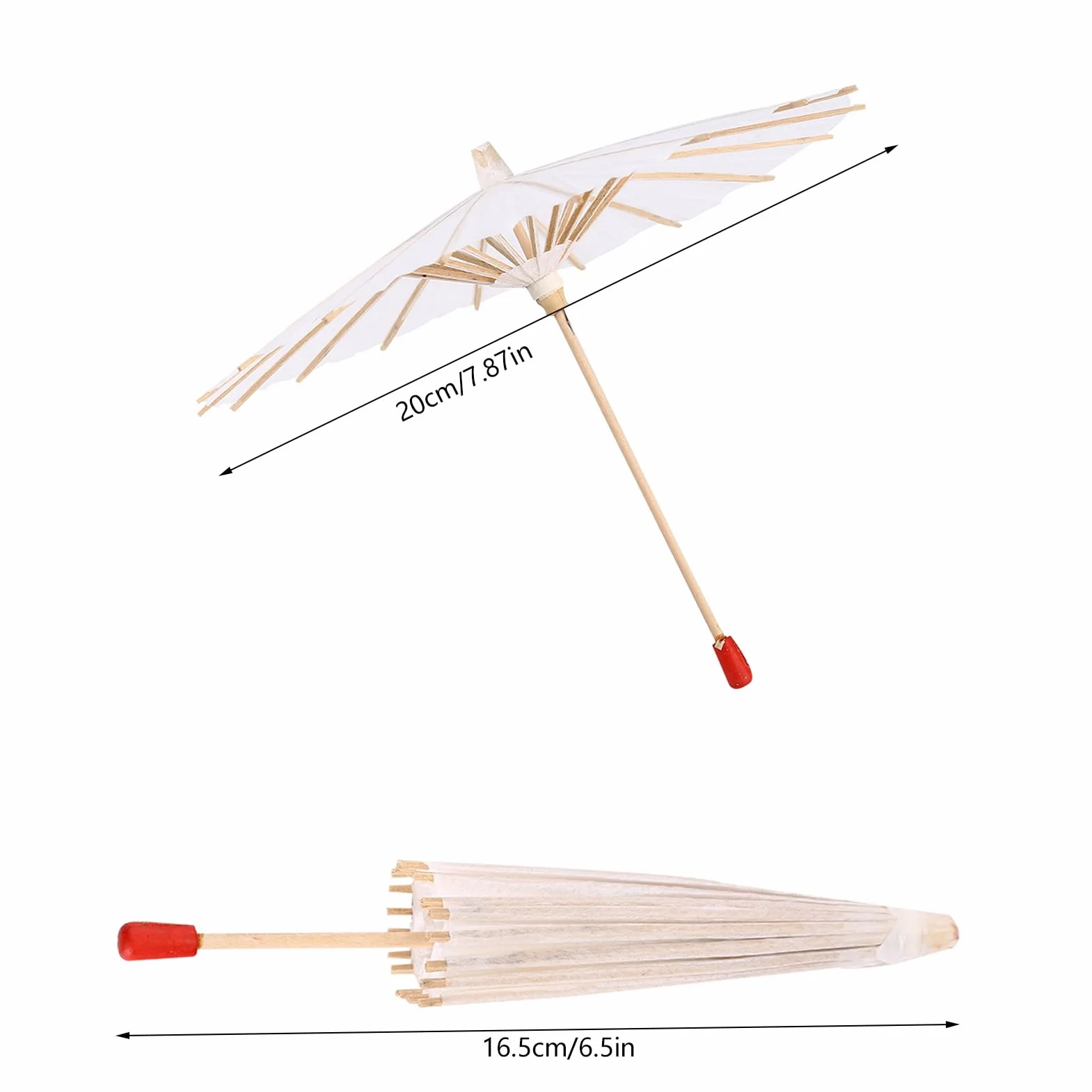 Ombrelle Chinoise Fait à La Main Blanc 20cm Parapluie en Papier Décoratif Mariage