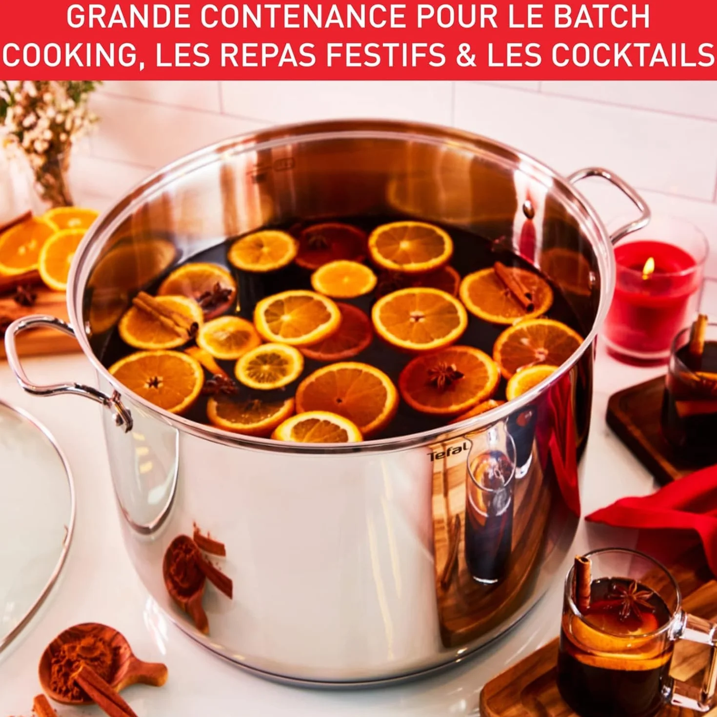 Tefal Intuition XL Marmite 36 cm 17.5 L Induction Acier inoxydable 18/10 Couvercle en verre