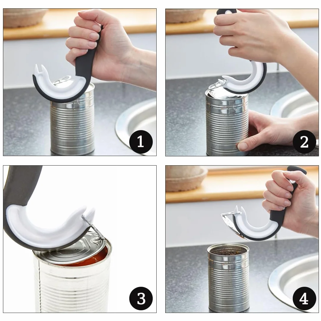Ouvre-Boîtes à Crochets J, Ouvre-Boîte à Anneau Facile, Ustensile de Cuisine pour Boîtes avec Anneaux de Fermeture 1 Pièce