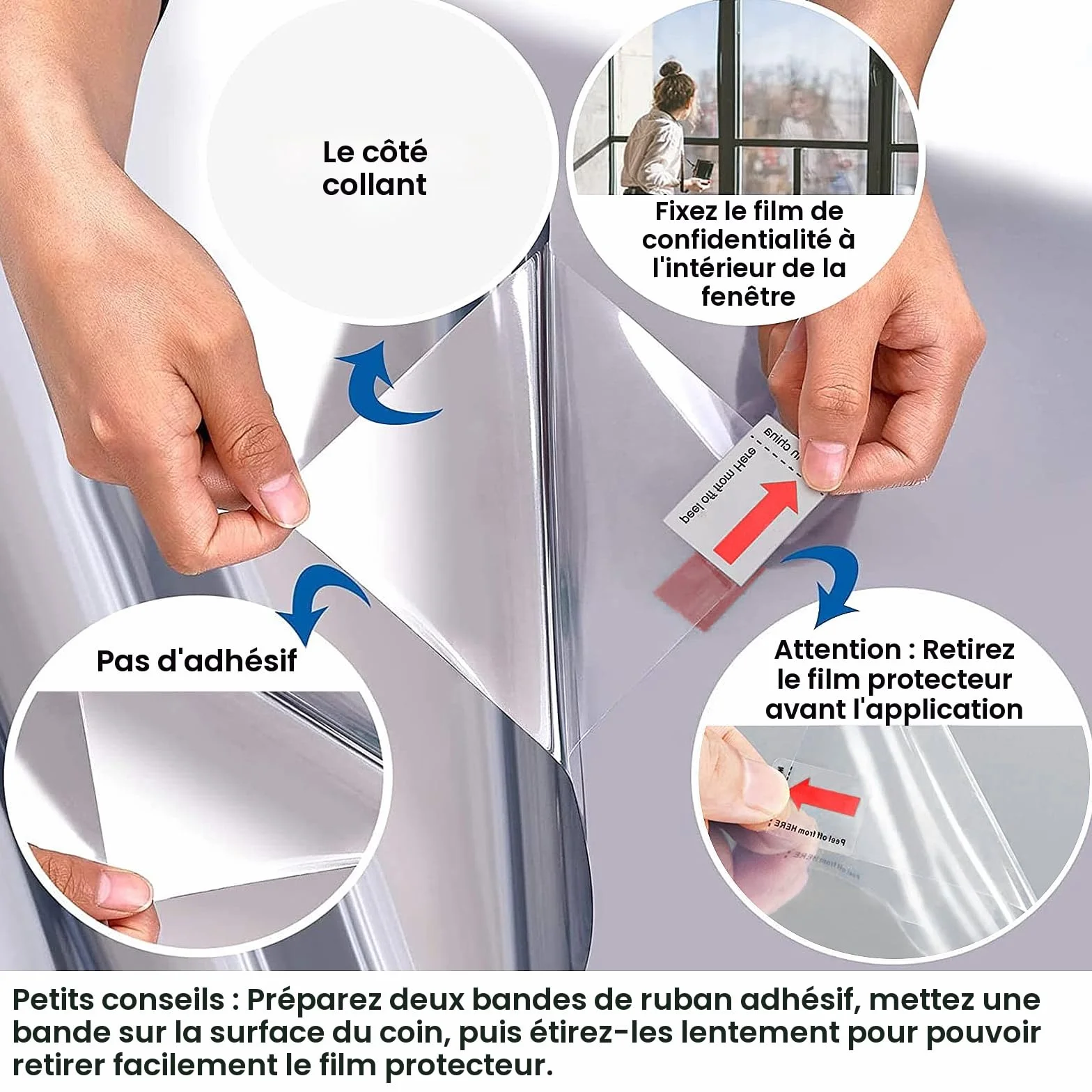 Film Fenetre Anti Regard Occultant Protection Solaire Autocollant Argent 40x200cm