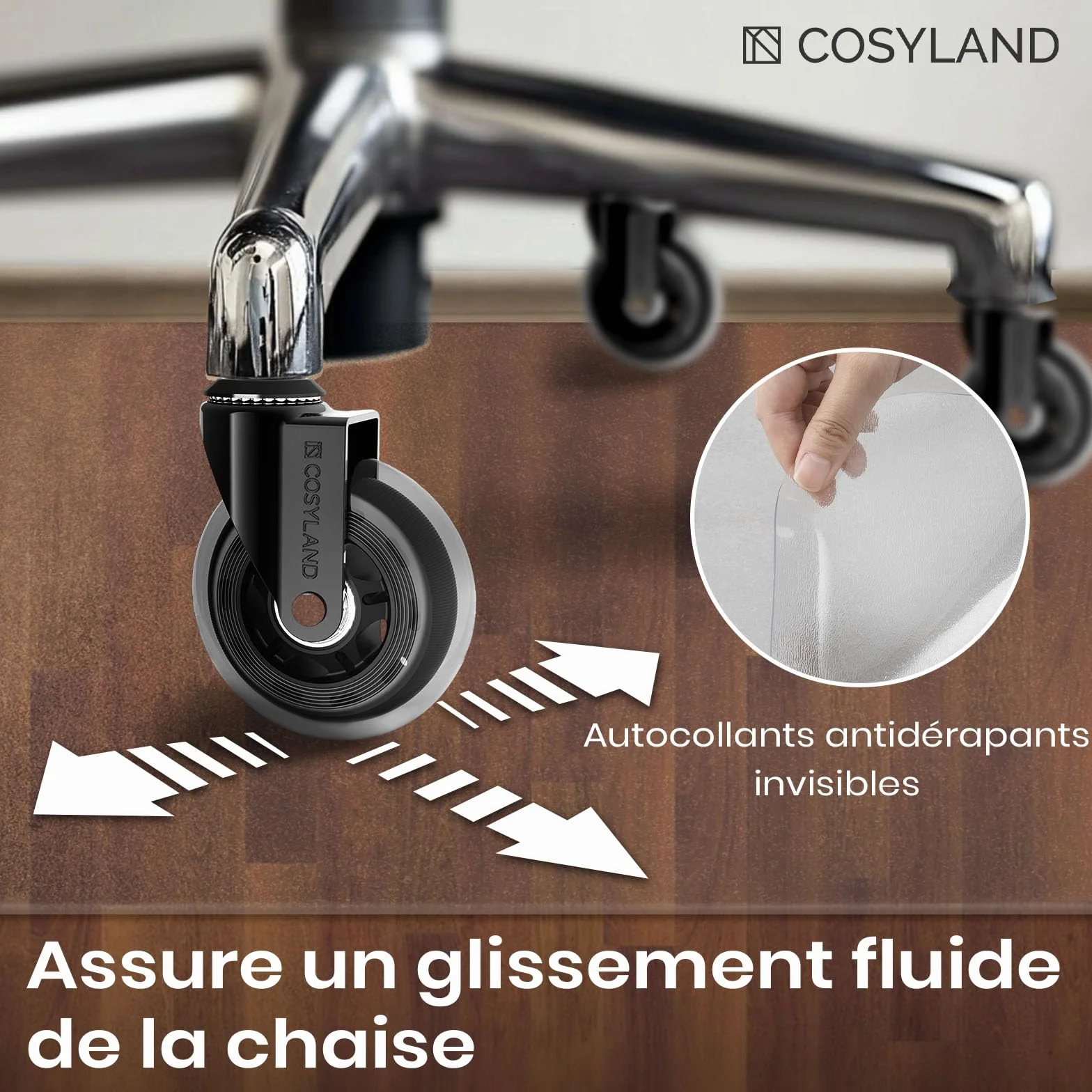COSYLAND Tapis Chaise de Bureau Effet Givré 90x120cm Antidérapant Protège-Parquet