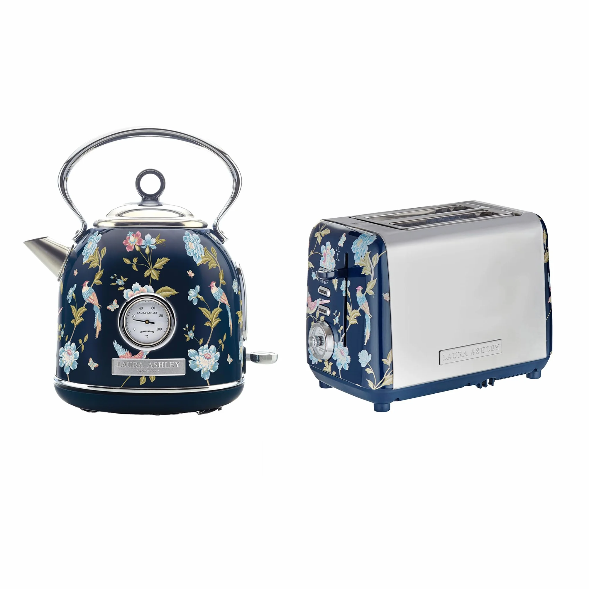 Laura Ashley VQ Bouilloire Électrique 1,7 L Grille-Pain 2 Tranches Elveden Bleu