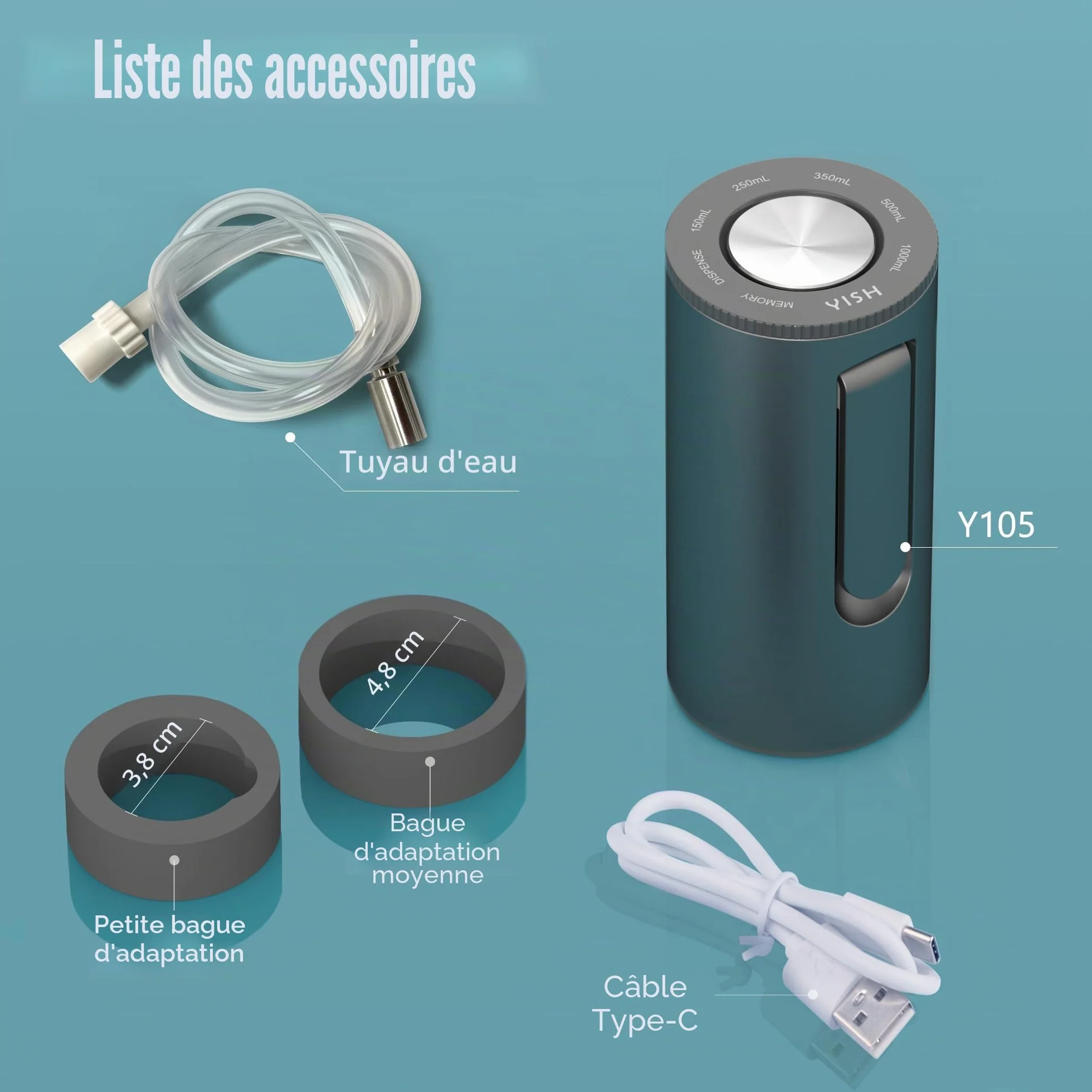 YISH Distributeur d'eau Automatique Pompe à Eau Froide Rechargeable USB 5 Gallons