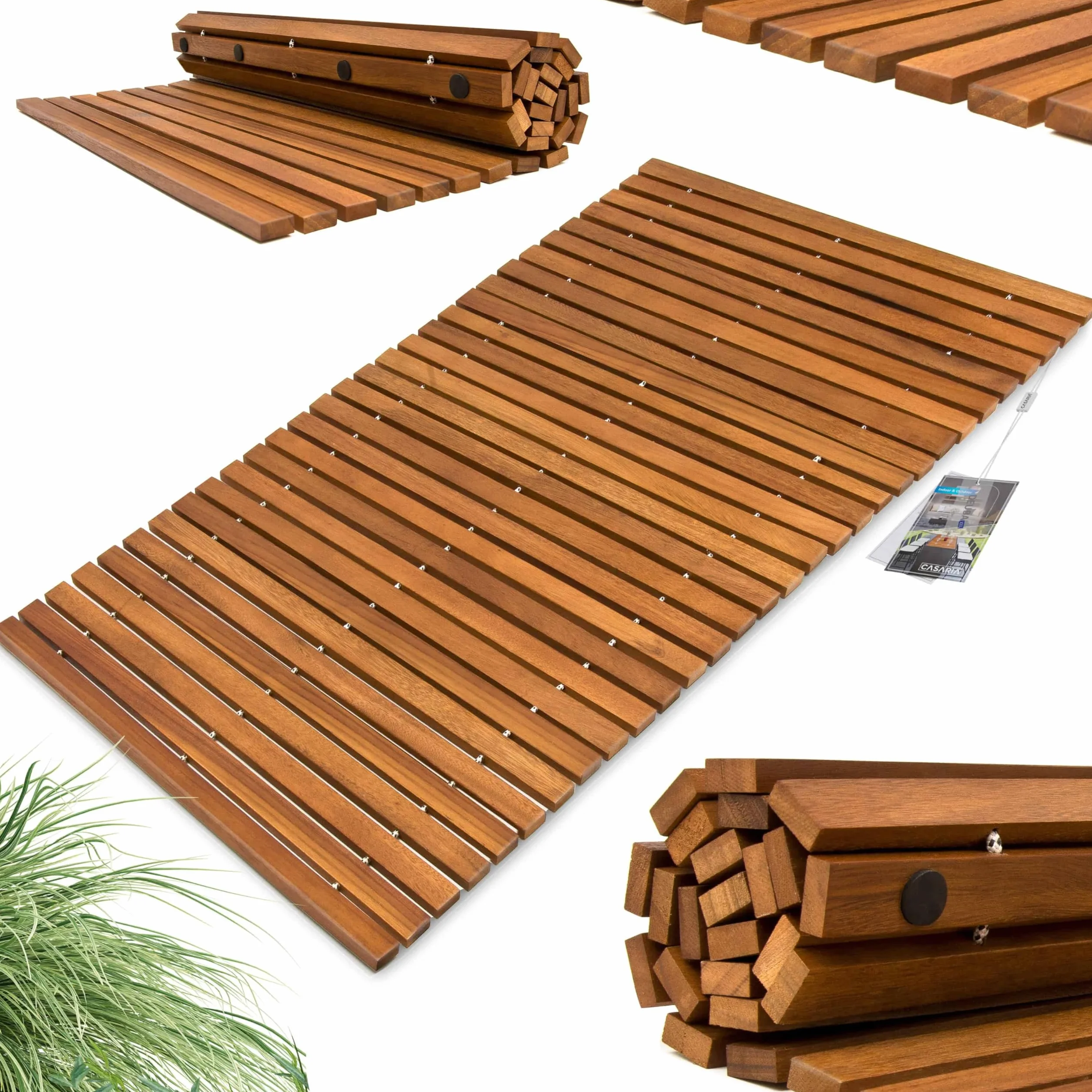 Tapis de Bain en Bois d'Acacia Antidérapant 76 x 50 cm Caillebotis Salle de Bain