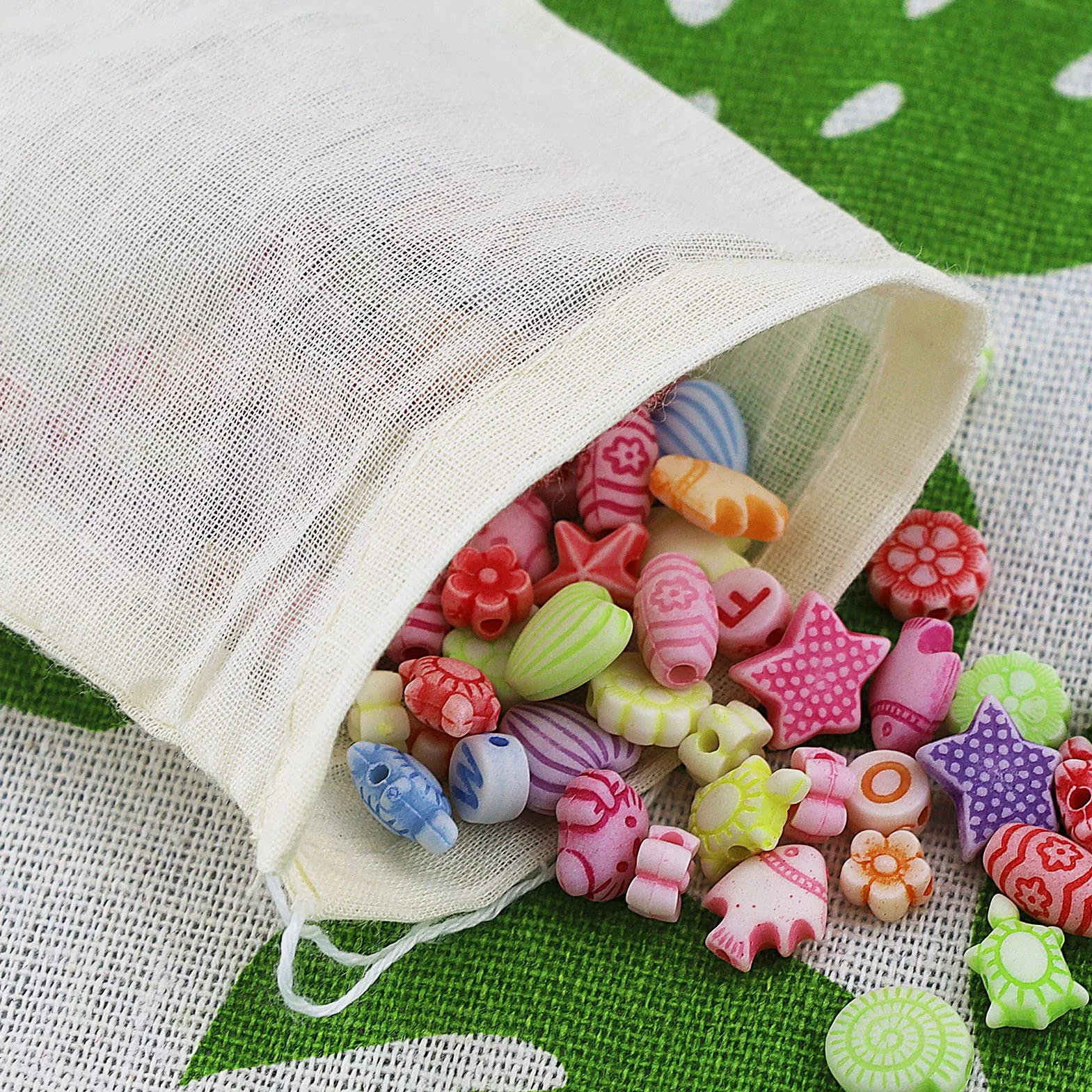 Sacs en mousseline de coton avec cordon de serrage 10 x 8 cm, lot de 50, réutilisables pour thé café épices