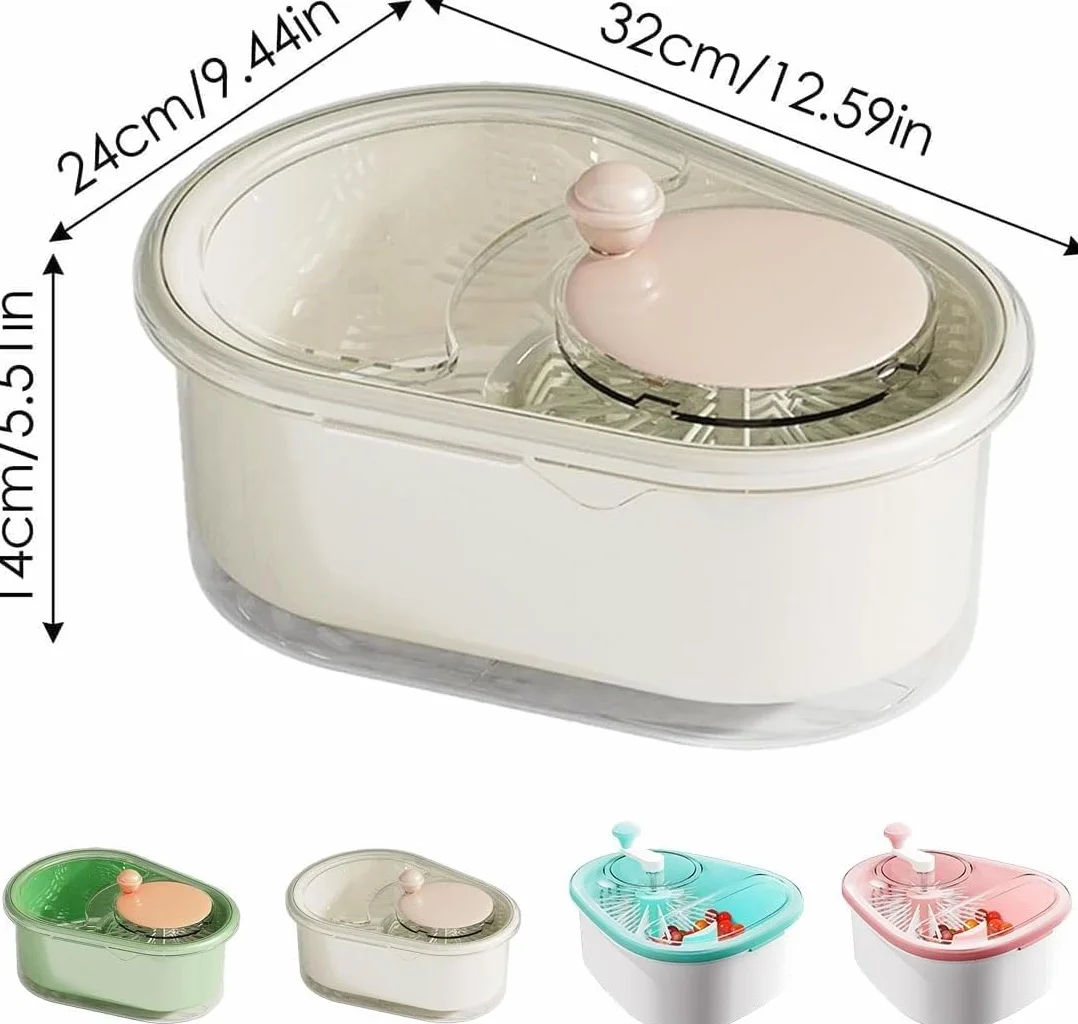 Écumoire à fruits portable avec couvercle lave-fruits légumes brosse cuisine Blanc