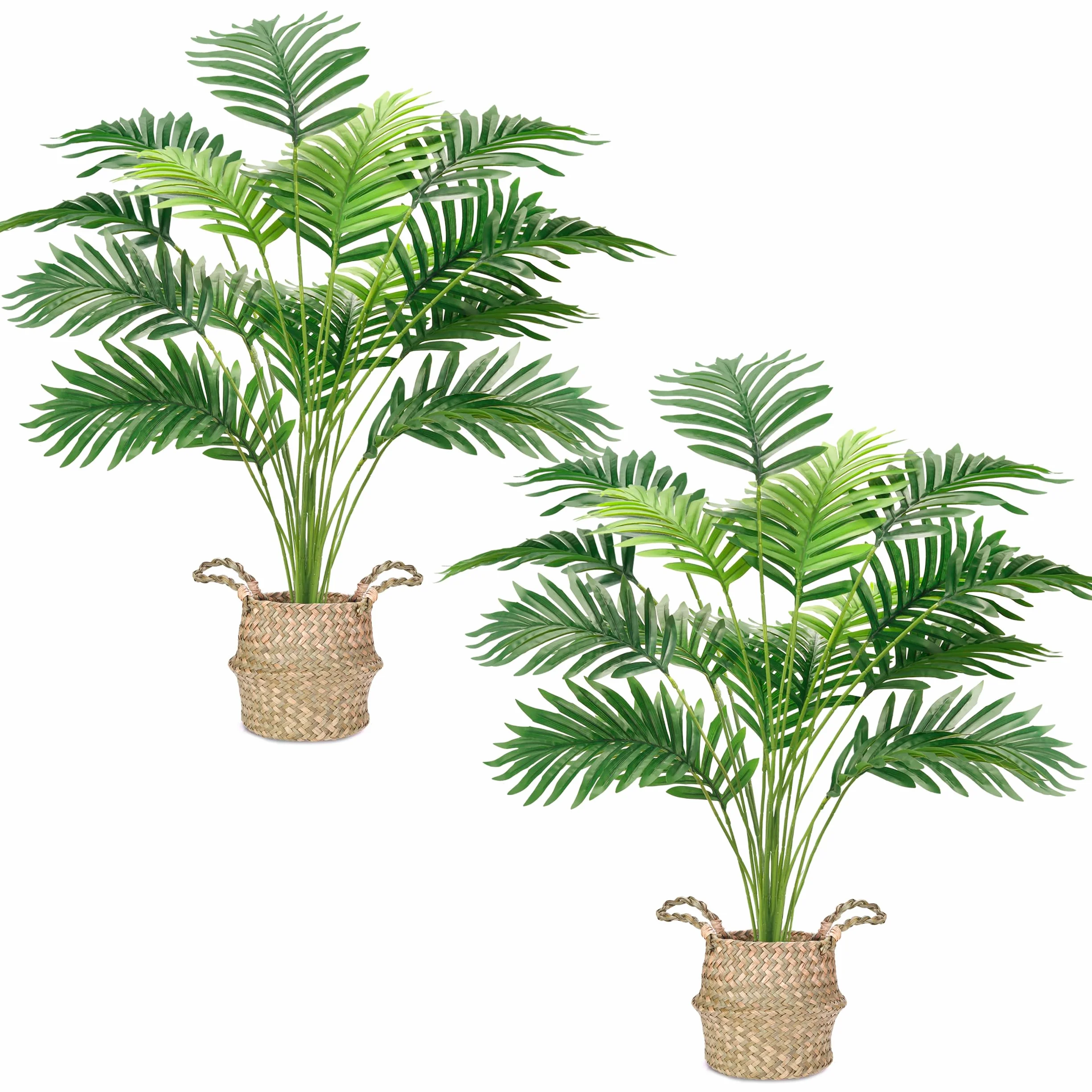 Der Rose 2 Pièces 71 cm Palmier Artificiel Grande Plante Fausse Areca en Pot avec Paniers Tressés