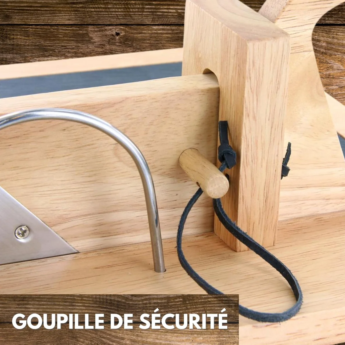 Trancheuse Saucisson Bois Guillotine Manuelle Coupe Charcuterie Multifonctions Plateau Ardoise Pochon