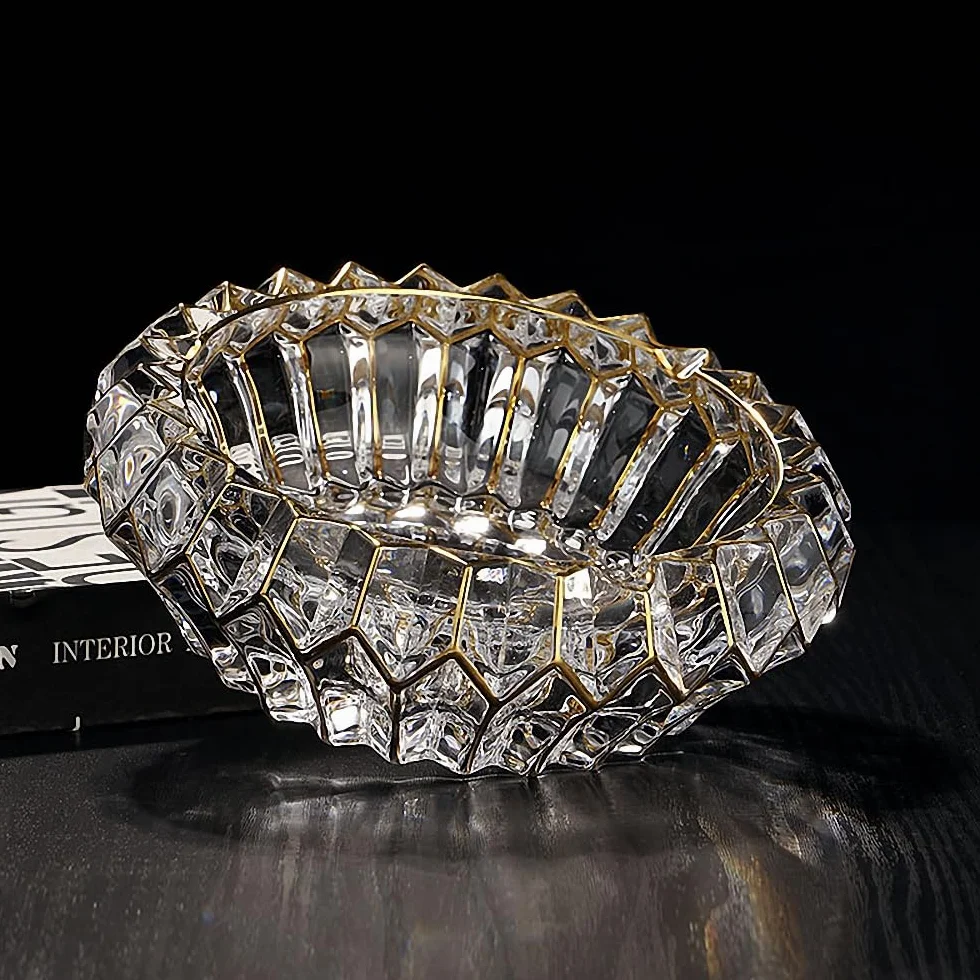 Bol décoratif en cristal doré peint à la main 14 cm