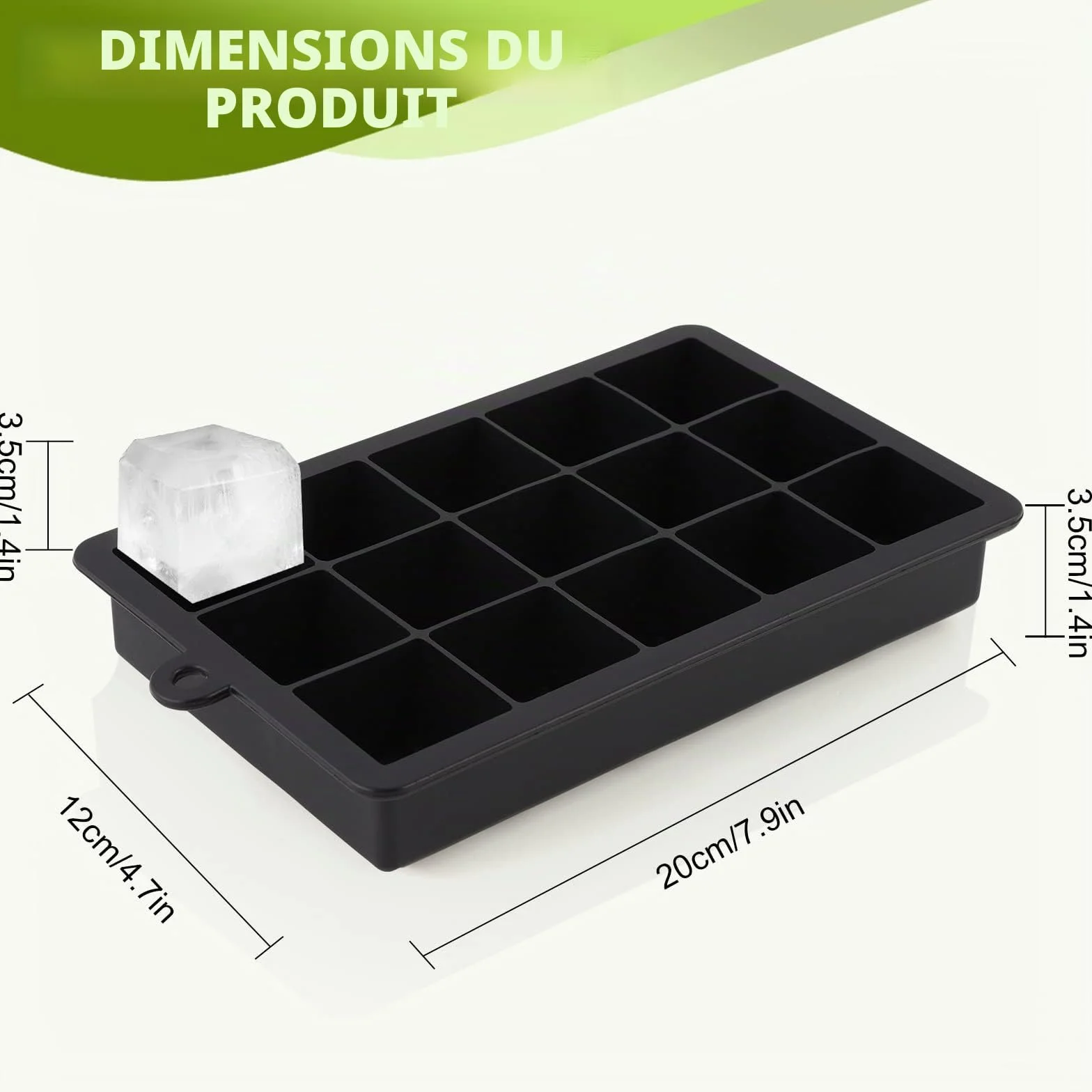 Bac à Glaçons 15 Compartiments Lot de 3 en Silicone avec Couvercle Grand Moule Empilable sans BPA