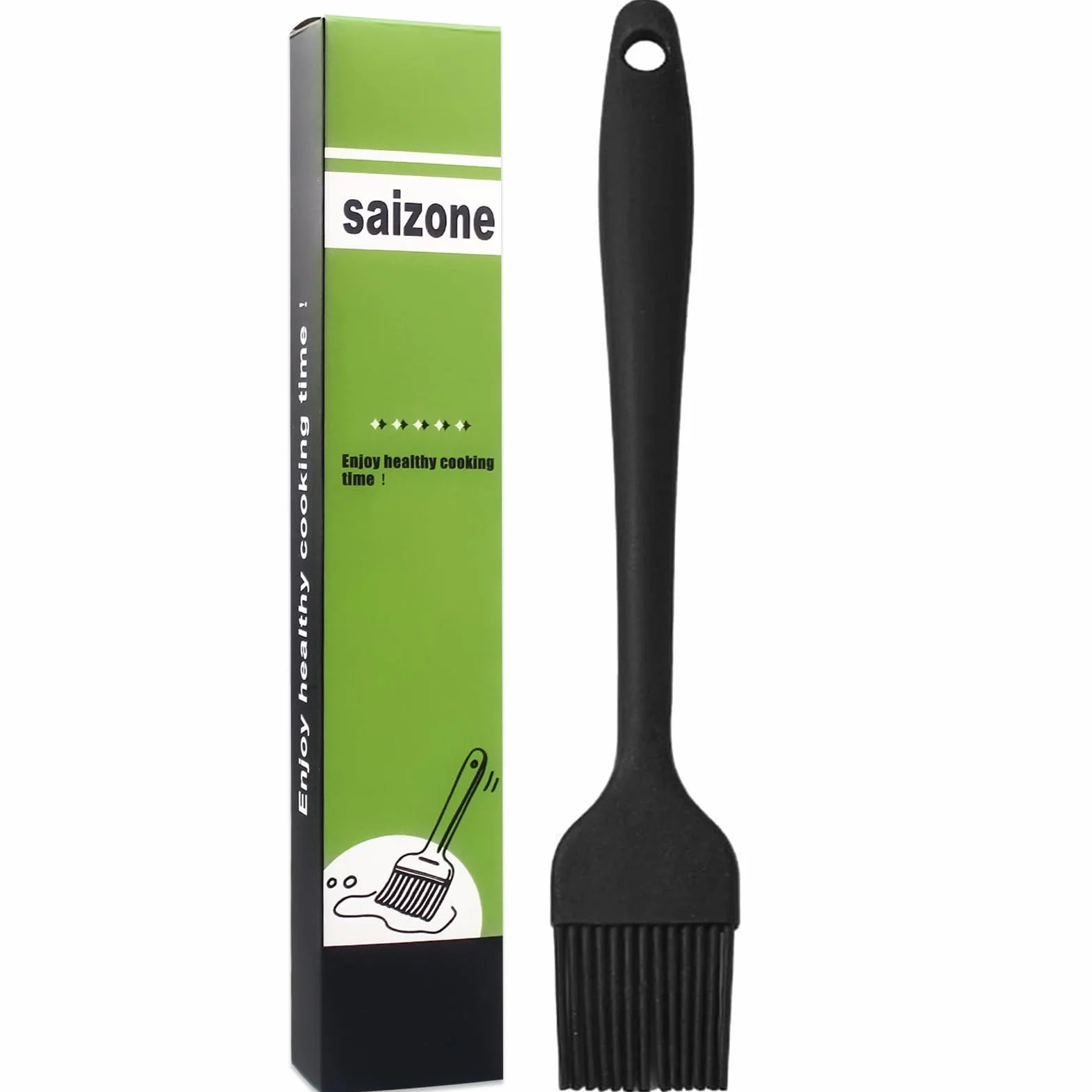 Pinceau de Cuisine Silicone 21 cm Noir pour Pâtisserie Barbecue