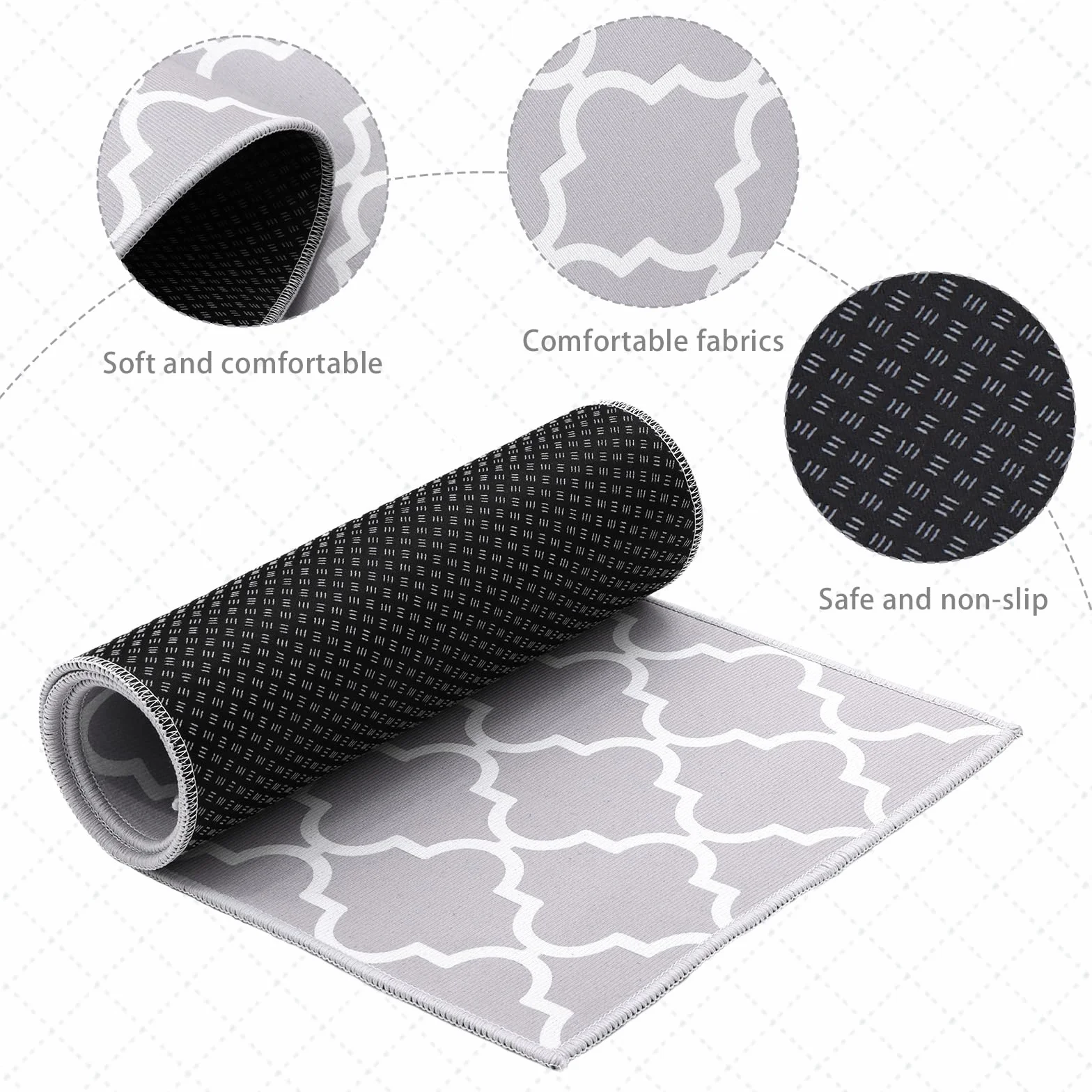 Tapis de Cuisine Antidérapant 2 Pièces 40x60cm+40x120cm Lavable Absorbant